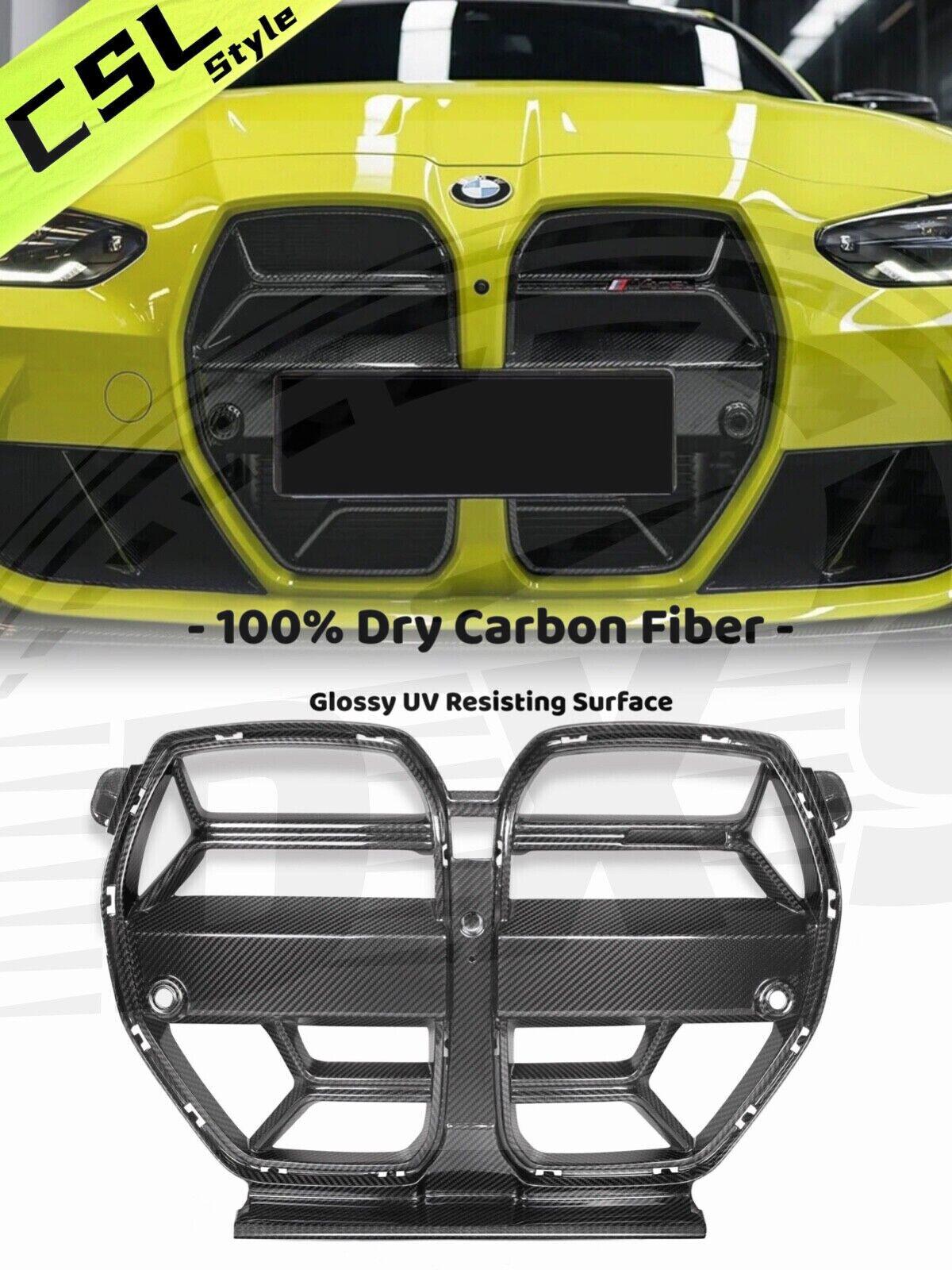 Fit BMW M3 G80 M4 G82 G83 21+ Kidney Grill Front Grilles Carbon Fiber CSL Style