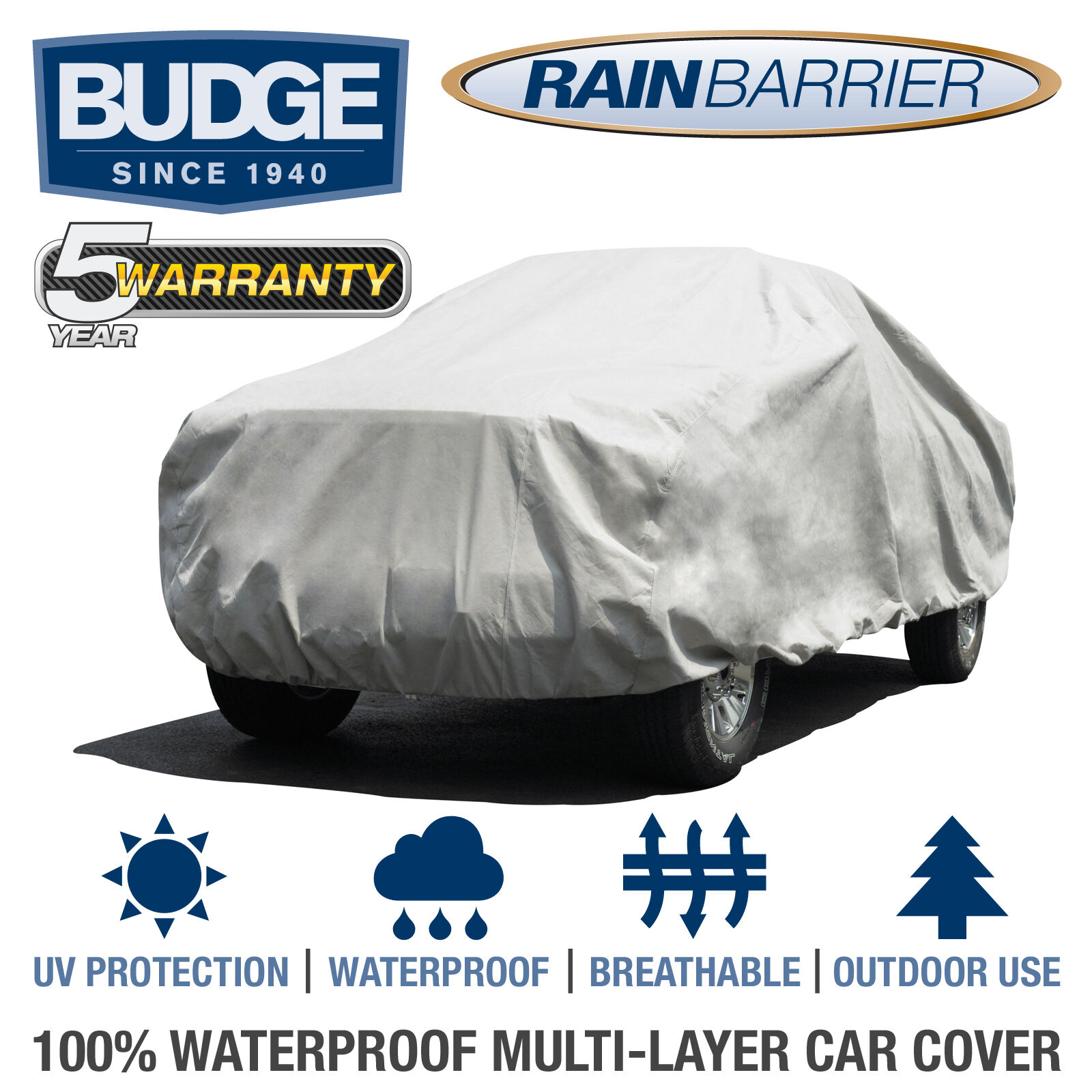 Budge Rain Barrier Truck Cover Fits Long Bed Crew Cab up to 22\' Long |Waterproof