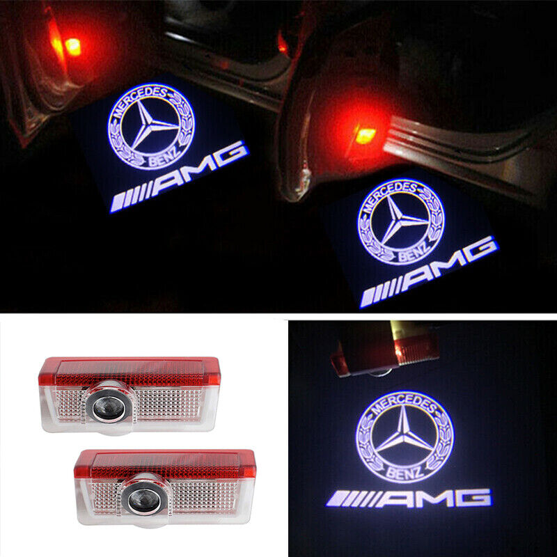 2x LED Car Door AMG LOGO PROJECTOR Puddle Light For Mercedes-Benz A45 & E Class