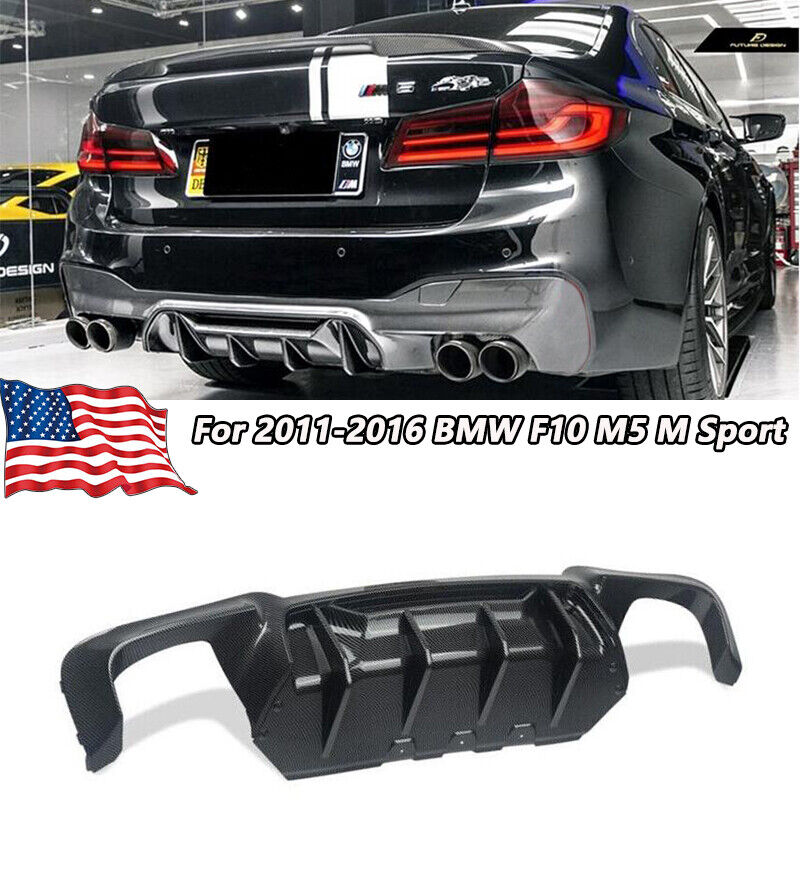 For BMW F10 325i 2011-2016 M Sport  Quad Exhaust Rear Diffuser Lip Carbon Look