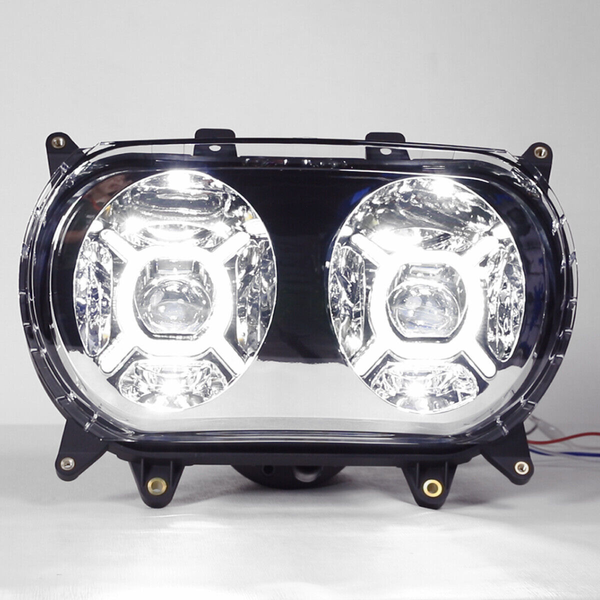 Front LED Dual Double Headlight Lamp Fit For Harley Touring Road Glide 2015-2024