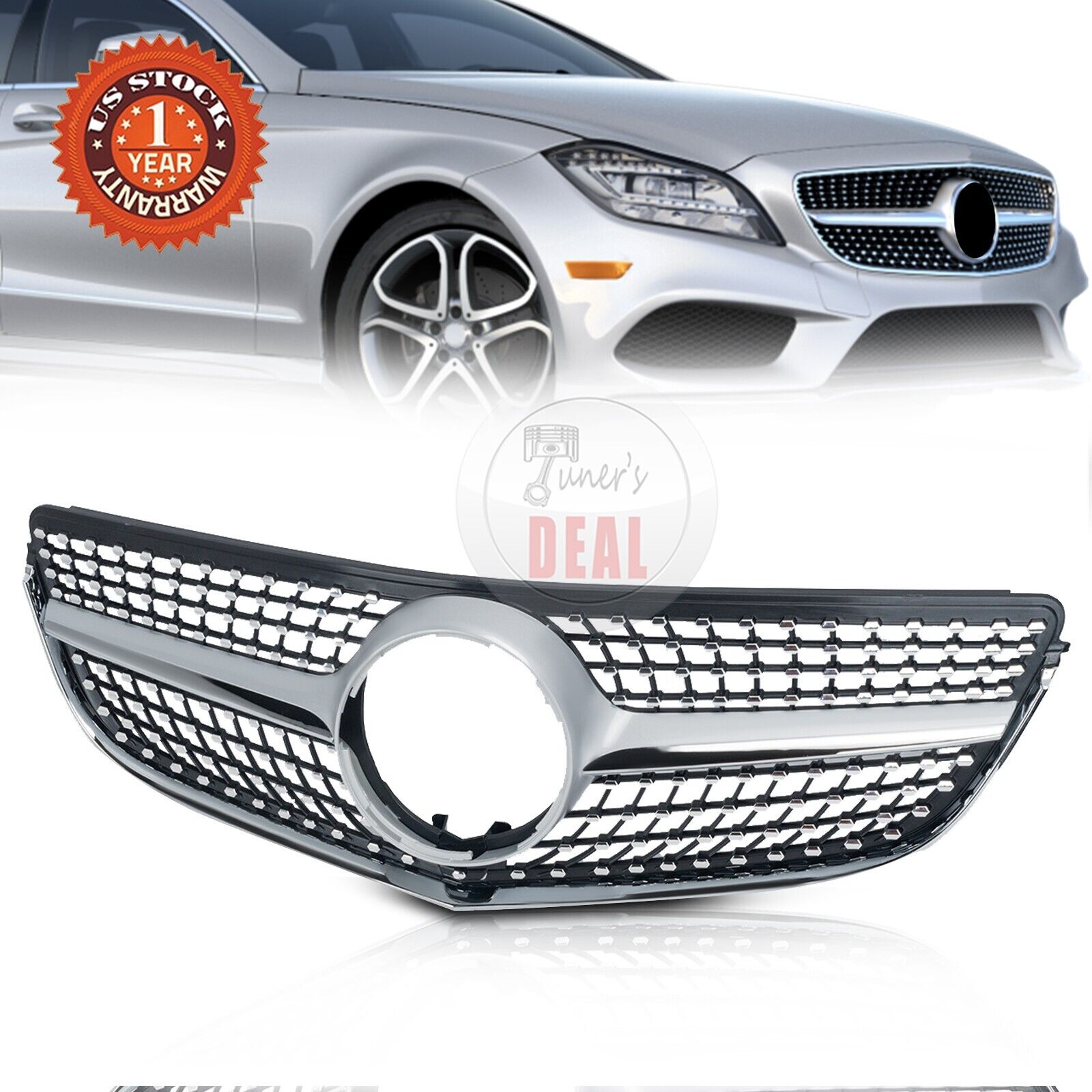 For 2014-2017 Mercedes W207 E-CLASS Coupe Facelift Black/Silver Diamond Grill