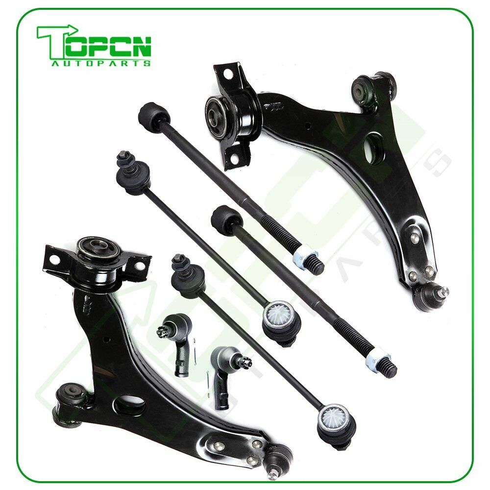8x For 2000-2004 Ford Focus Front Suspension Kit Lower Control Arms Tie Rod Ends