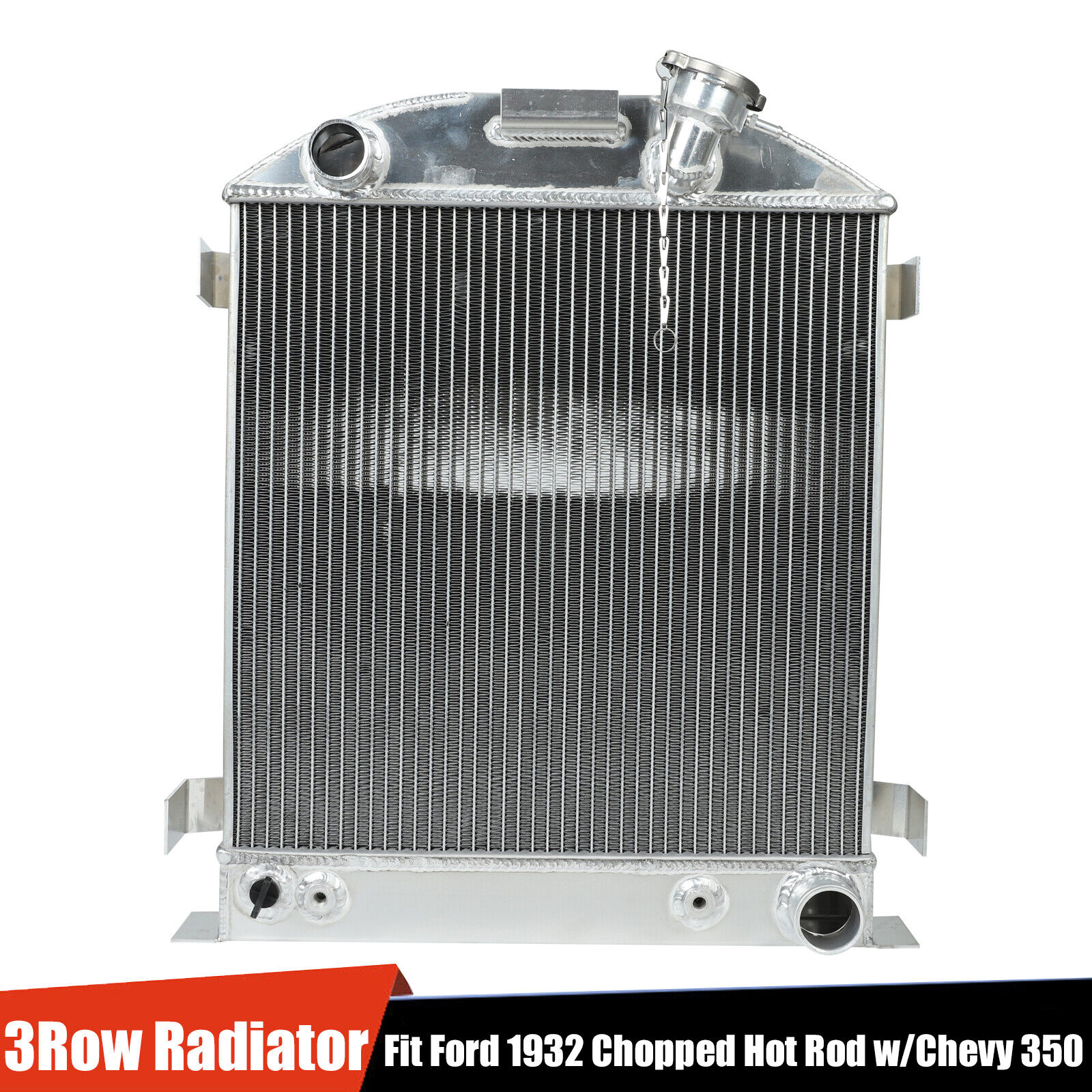 62mm 3 Row Aluminum Radiator For Ford 1932 Chopped Hot Rod w/Chevy 350 V8 Engine