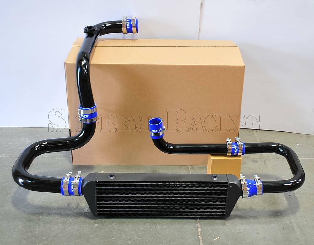 RDT Black Intercooler Piping S/RS Flange Blue Coupler kit for 92-00 Honda Civic