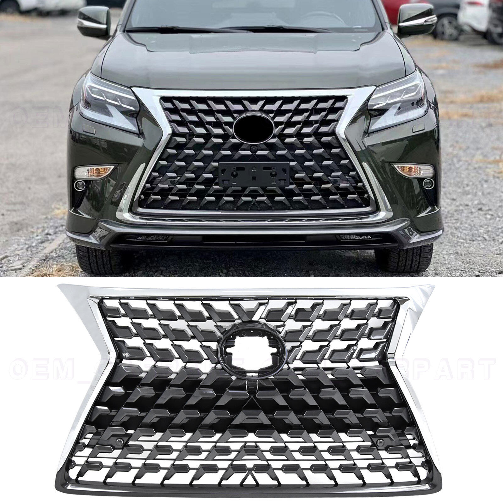 Fits 2014-2022 Lexus GX460 Front Upper Grille Chrome Black New Style USA