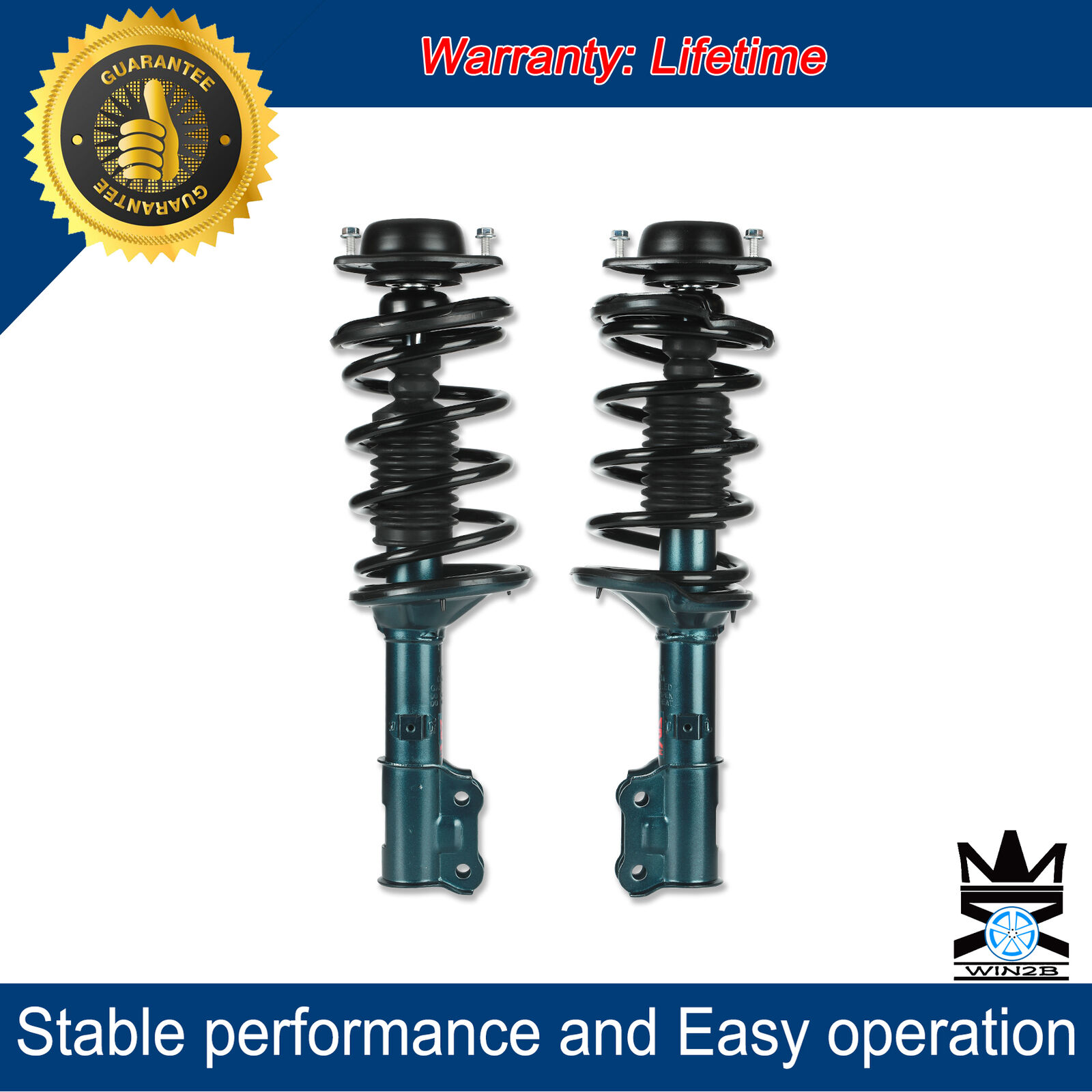 Pair Front Complete Loaded Struts & Spring Assembly fit 2000-2005 Hyundai Accent