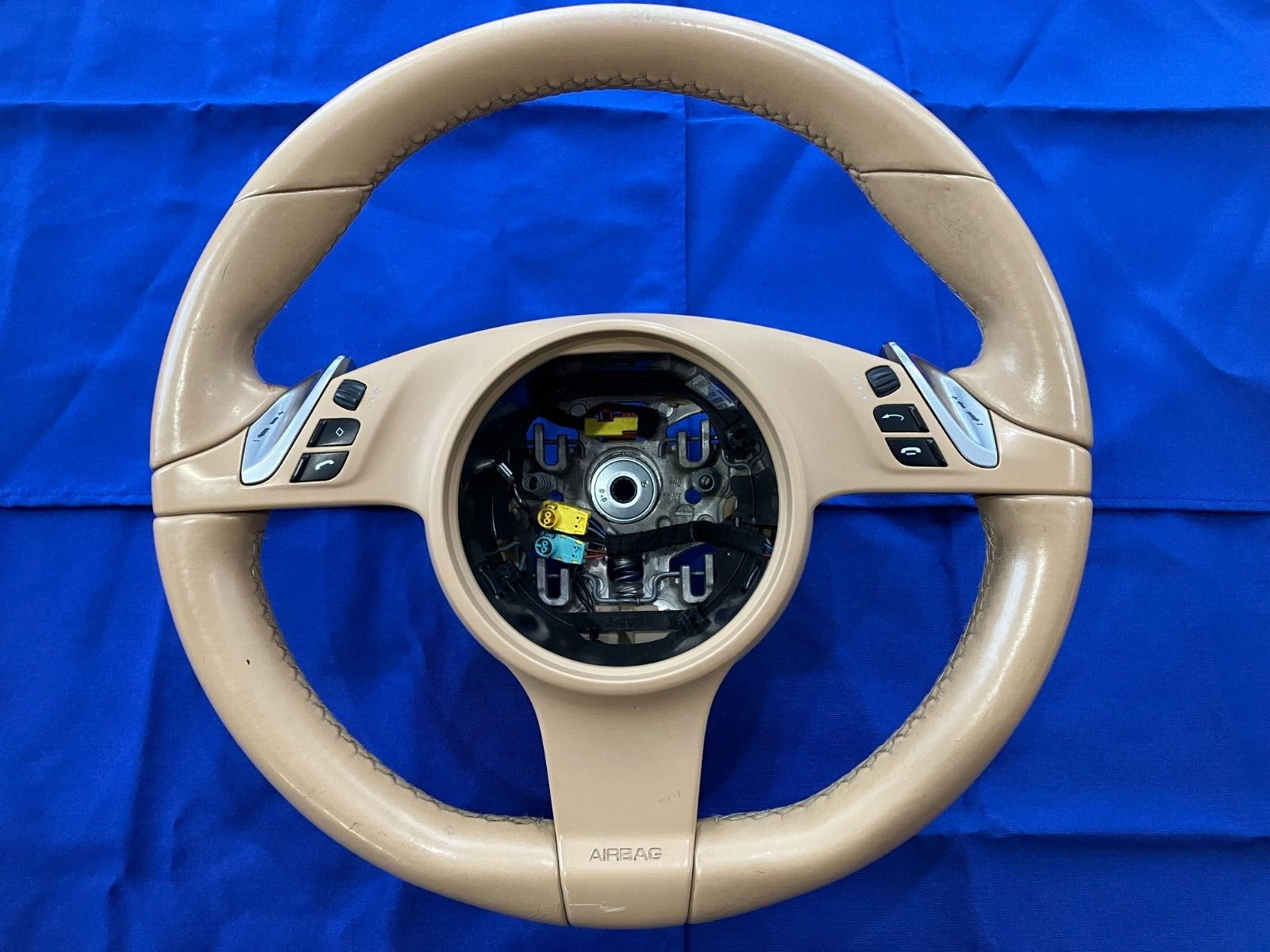 \'11-18 Porsche Cayenne S Panamera 958 970 Heated Steering Wheel Beige/Tan OEM