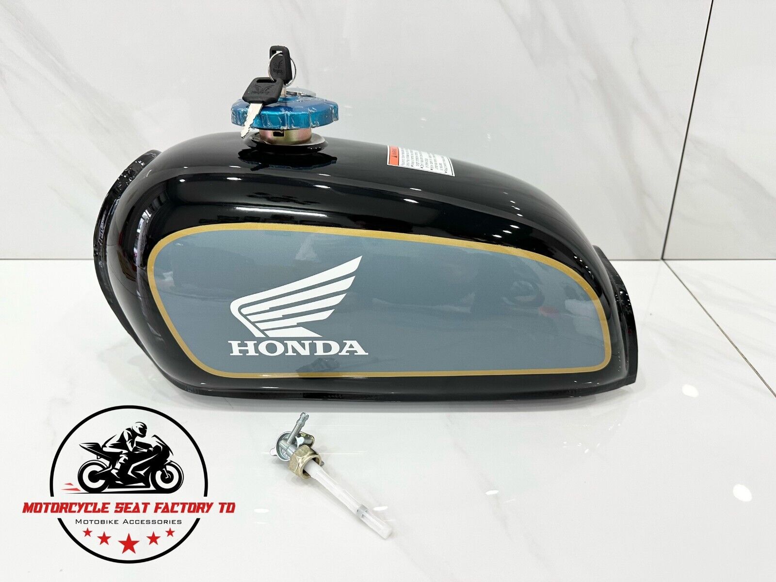 Fuel Gas Tank For Genuine Honda Benly in Black New Complete 50S CD50 CD70 CD90.