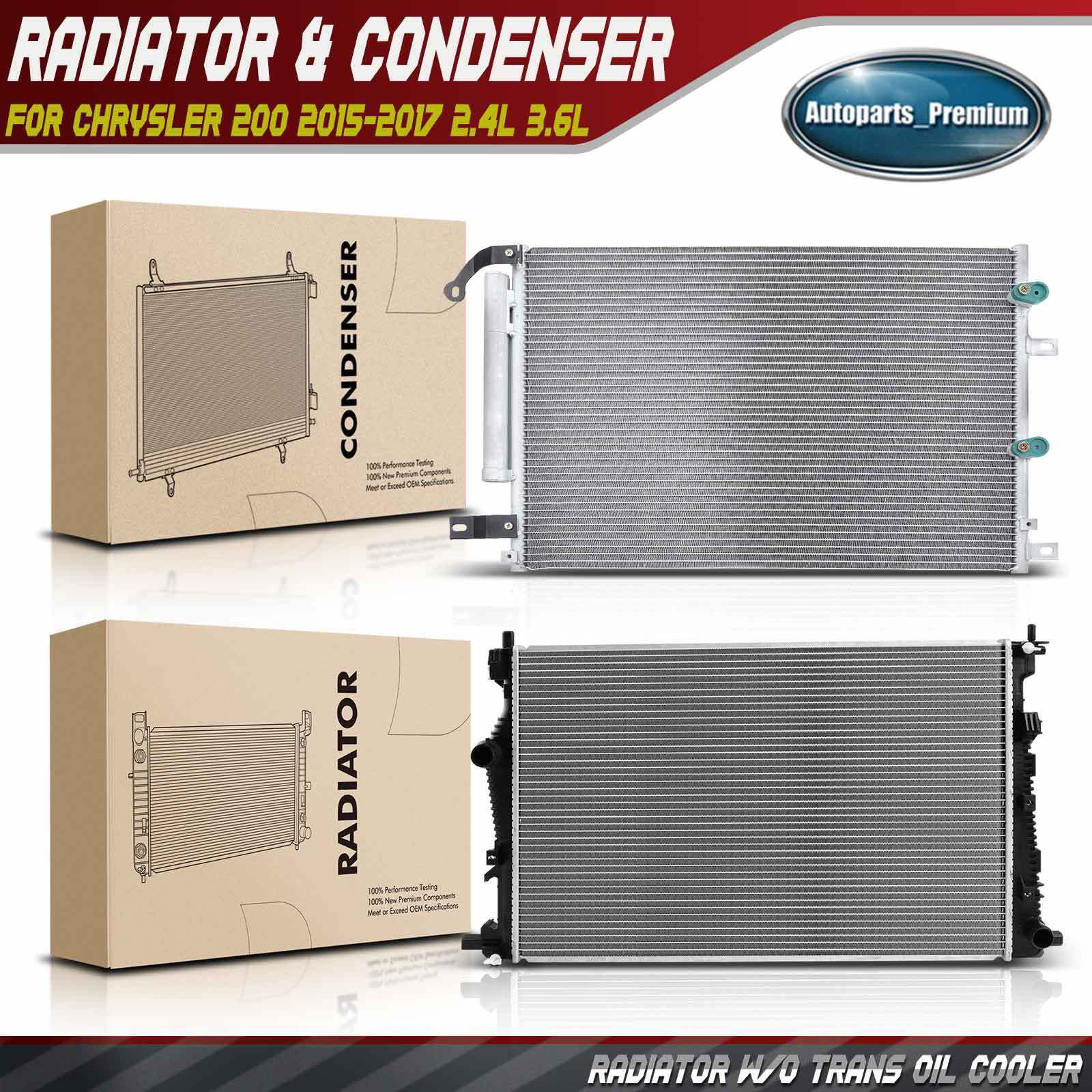 Radiator & AC Condenser Cooling Kit for Chrysler 200 2015 2016 2017 L4 2.4L 3.6L