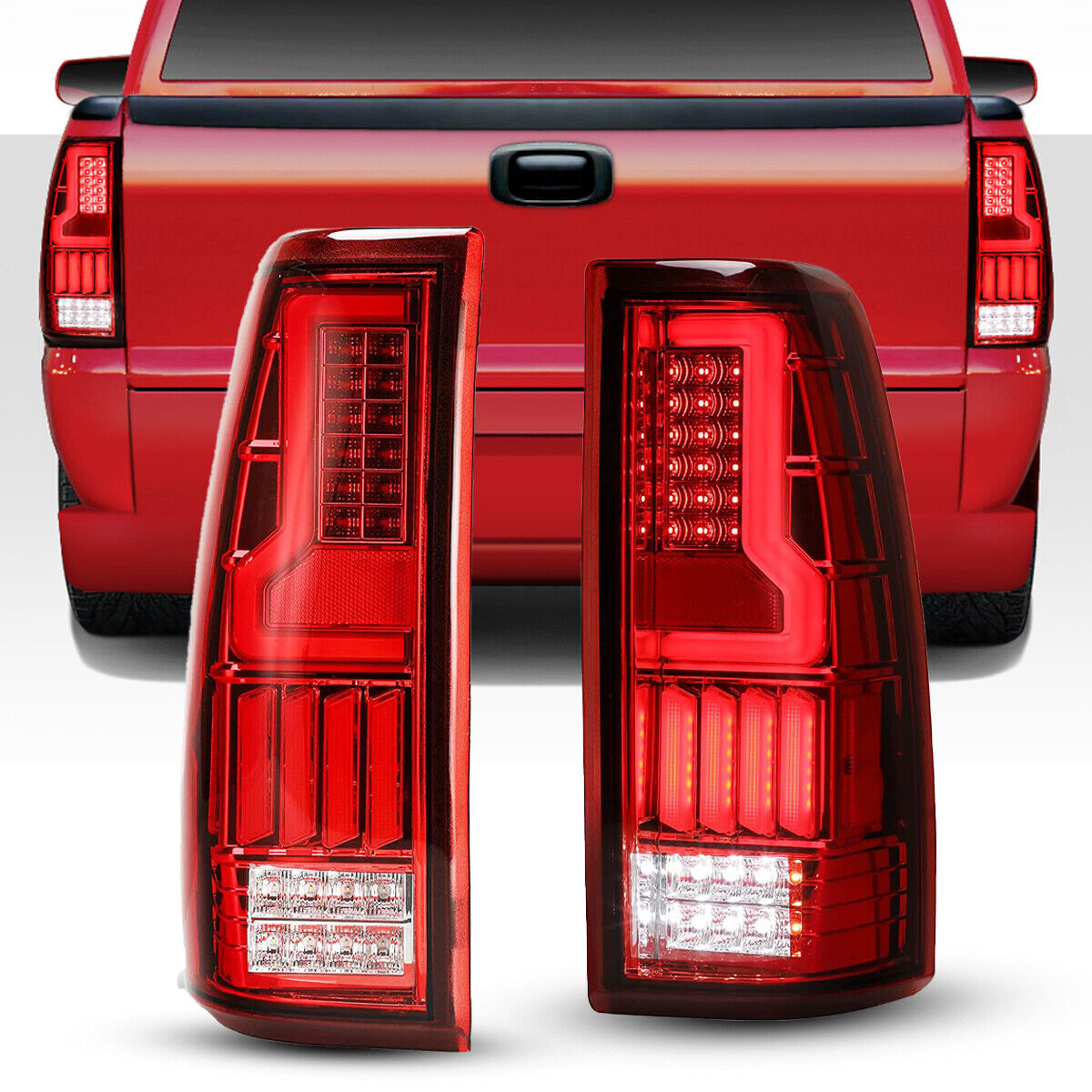 For 99-06 Chevy Silverado 99-03 GMC Sierra 1500 2500 3500 LED Tail Lights Lamps