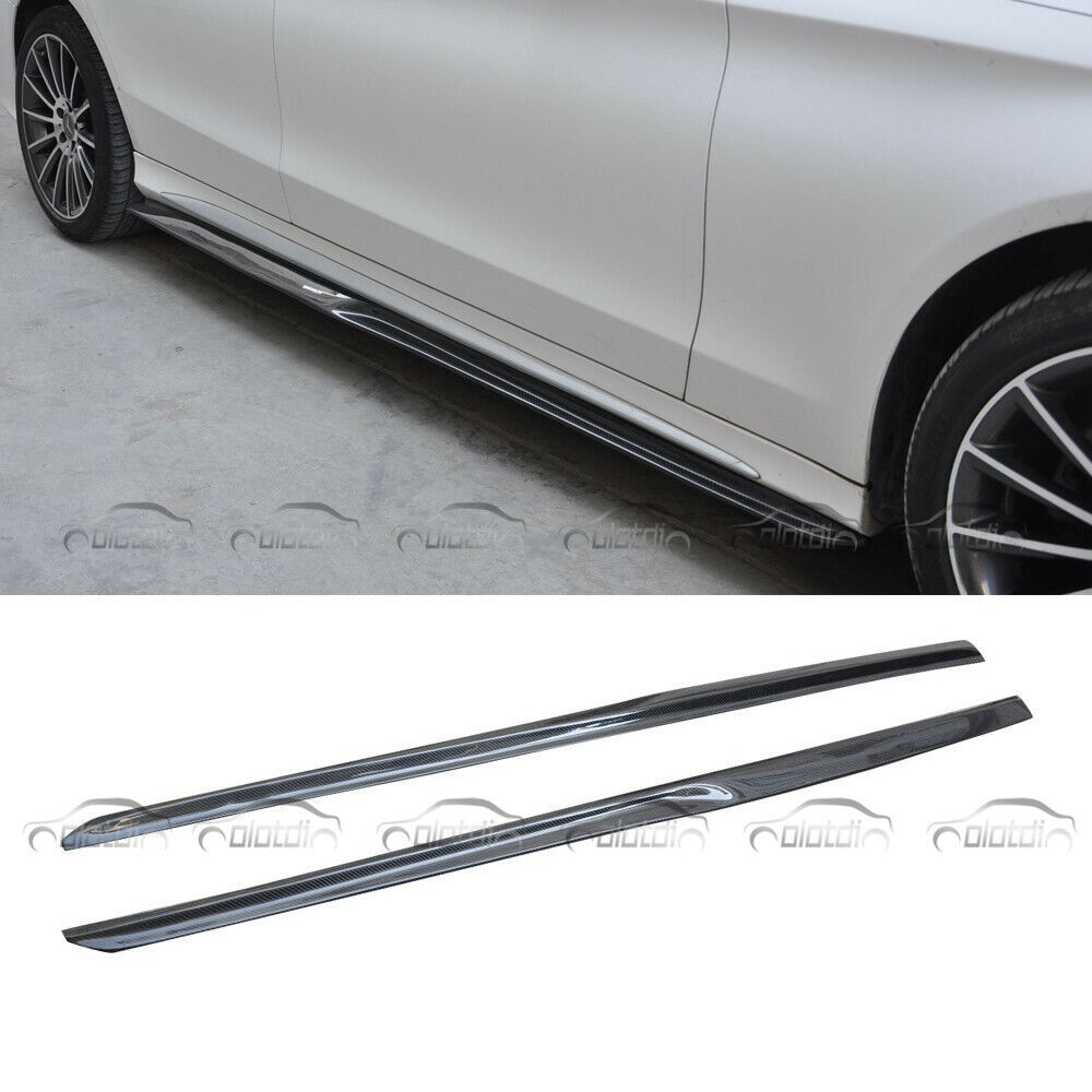 Carbon Fiber Side Skirt Extensions Lip For Mercedes Benz W205 C63 AMG PSM Style 