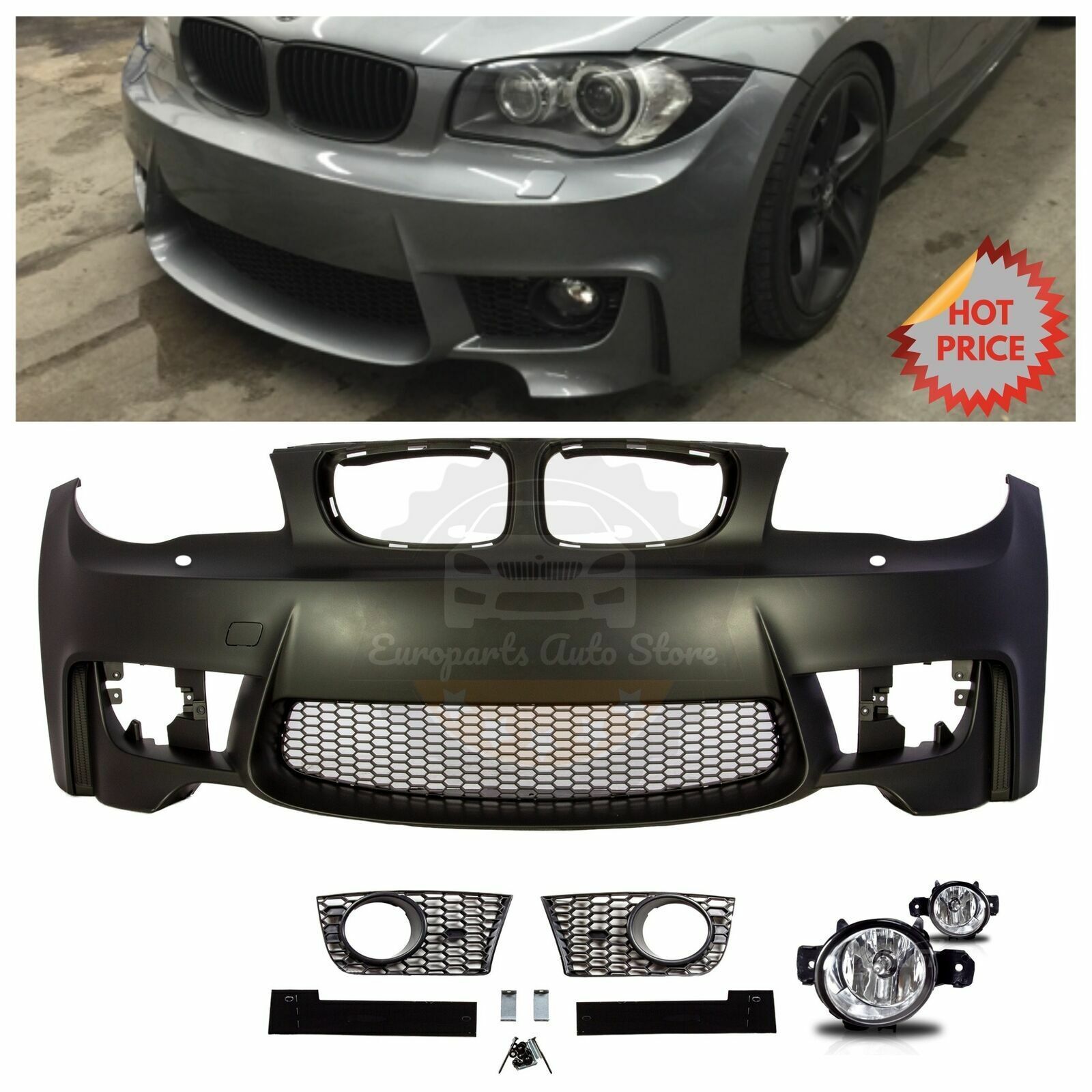 BMW 1M STYLE FRONT BUMPER FOR 2008-13 E82 E88 1 SERIES 128 135 WITH FOG LIGHTS