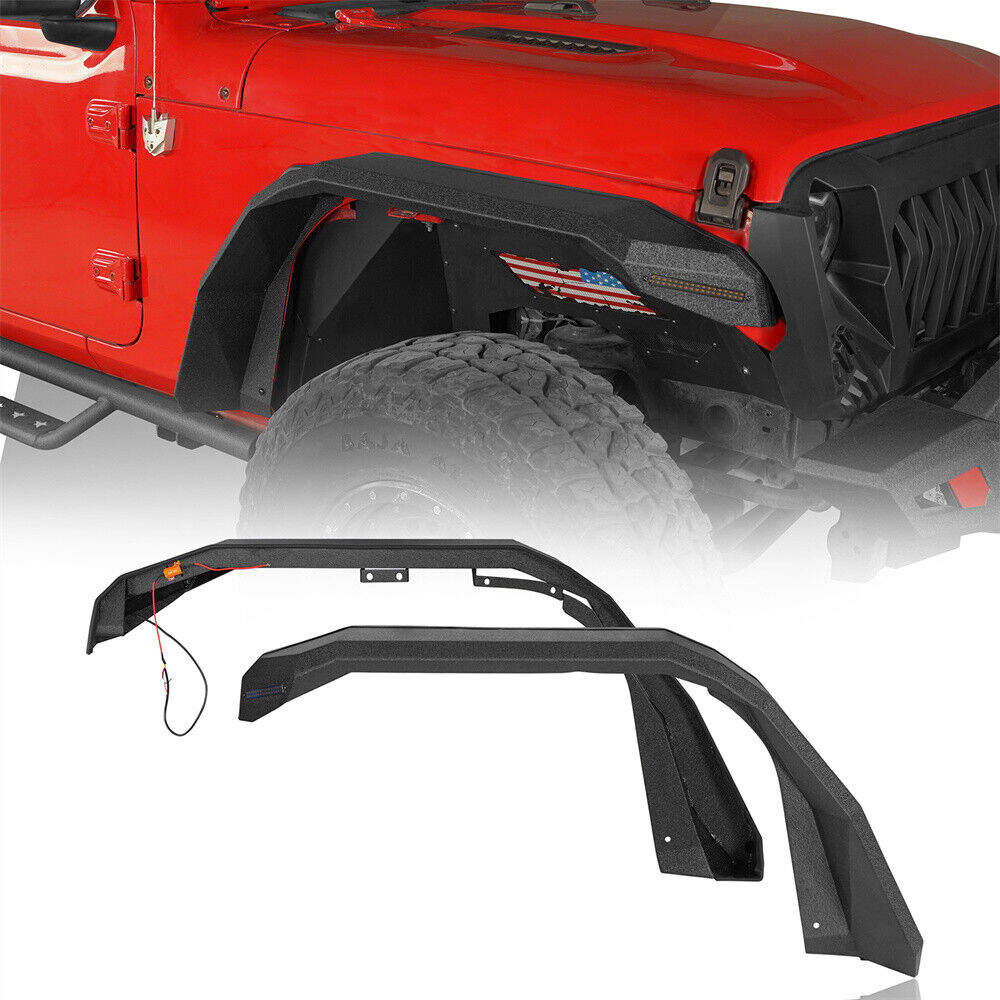 Front / Rear Flat Fender Flares Wheel Mud Guard Fit 2018-2024 Jeep Wrangler JL
