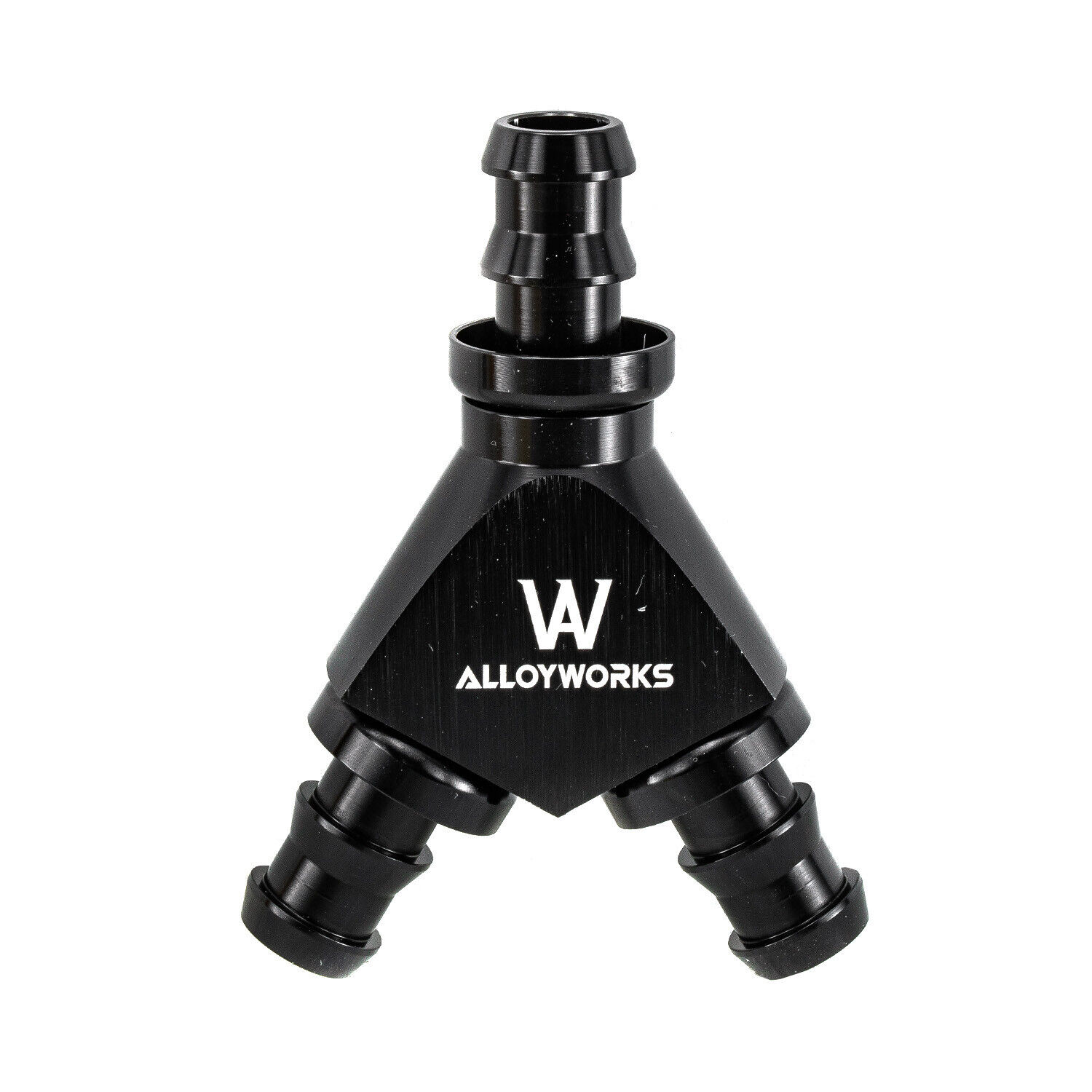 3/8 inch Black Anodized Aluminum Y Barbed Fitting Adapter 3-Way Split