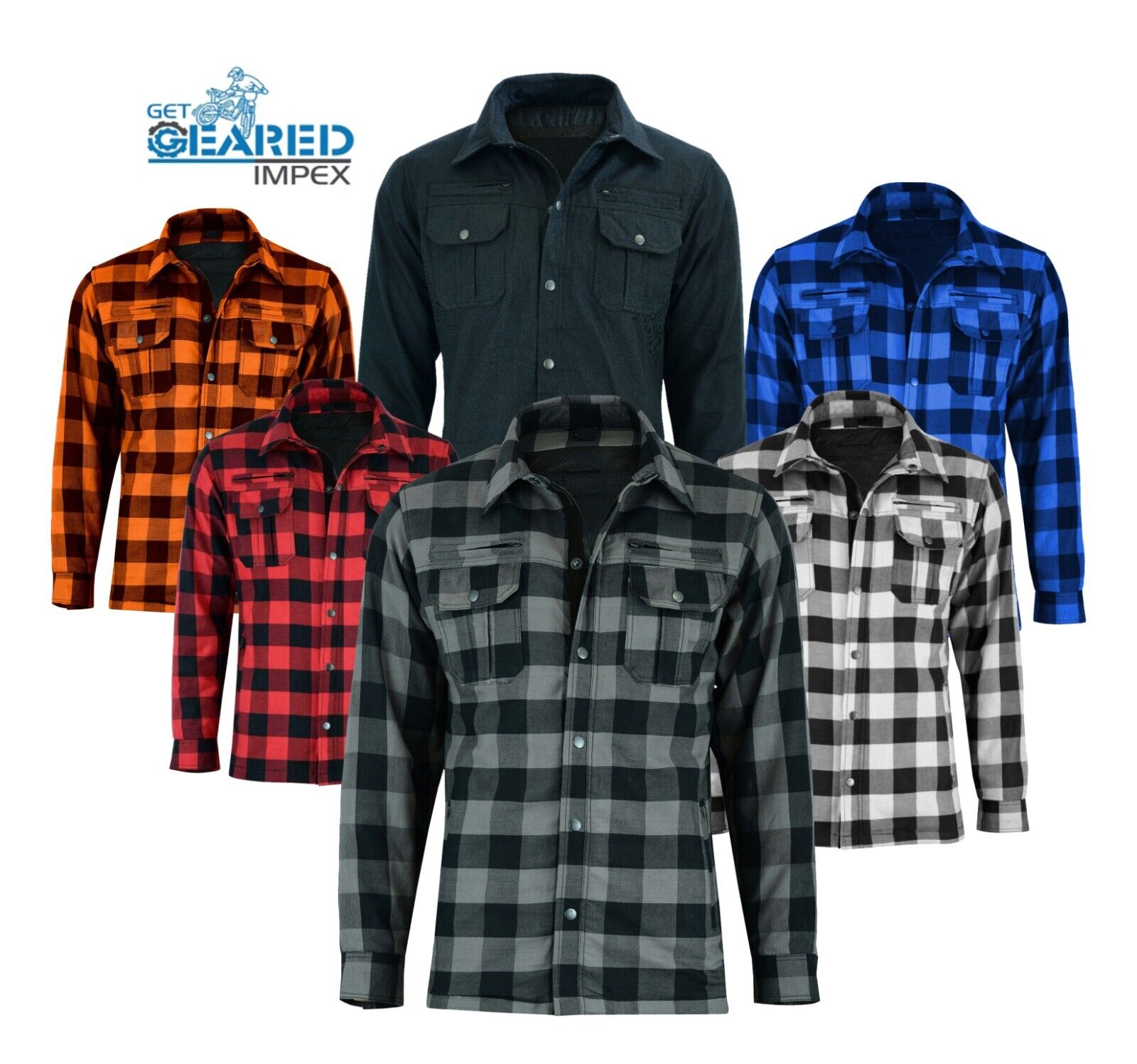 Motorbike Motorcycle Lumberjack Waterproof Flannel Kevlar Lined Shirt CE Armour