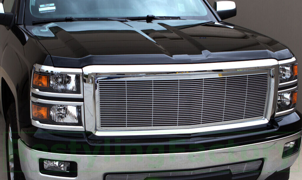 Full Replacement Chrome Billet Grille+Shell for 14-15 Chevy Silverado 1500