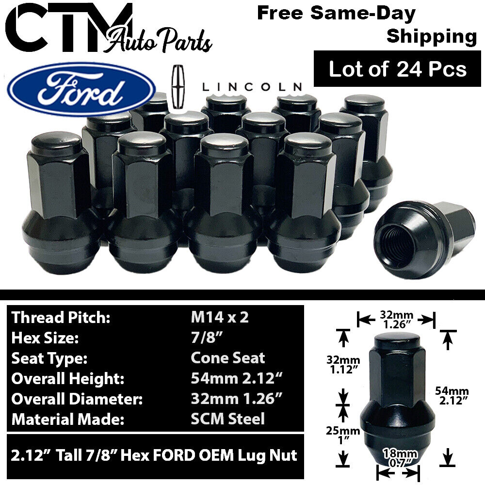 24 BLACK FORD OEM FACTORY LUG NUT REPLACEMENT FOR 14x2 F150/EXPEDITION/NAVIGATOR
