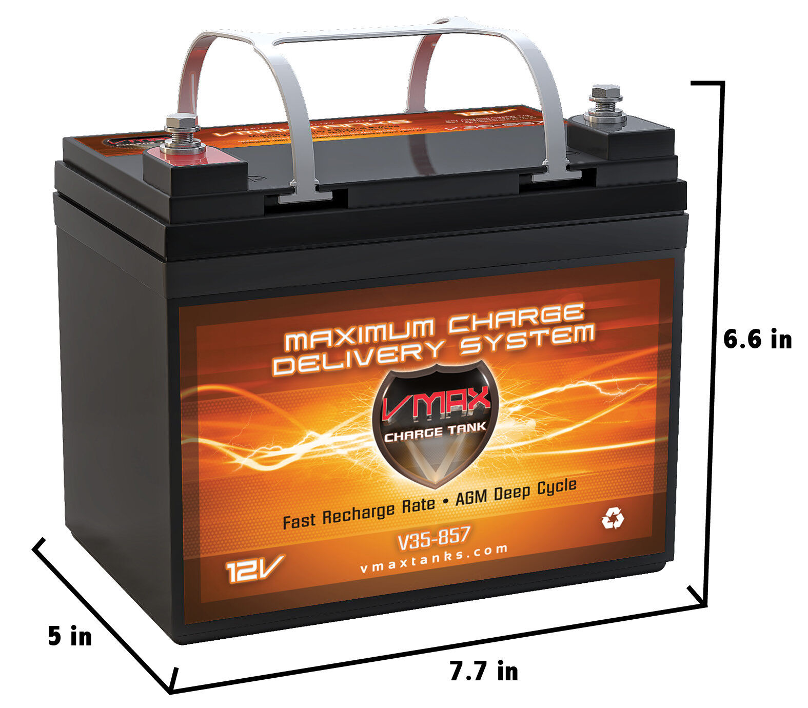 VMAX V35-857 12V 35AH AGM Deep Cycle U1 Battery for Goplus® 46lb Trolling Motor