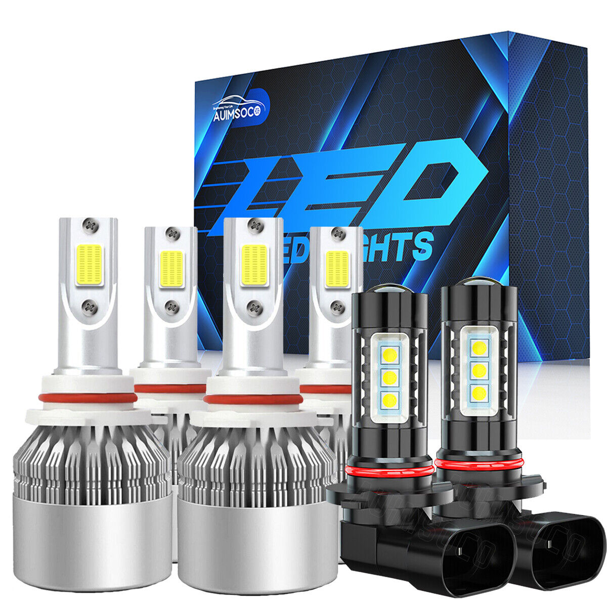 For Chevy Silverado 3500 03-06 6x 6000K LED Headlight Hi/Lo Beam + Foglight Bulb