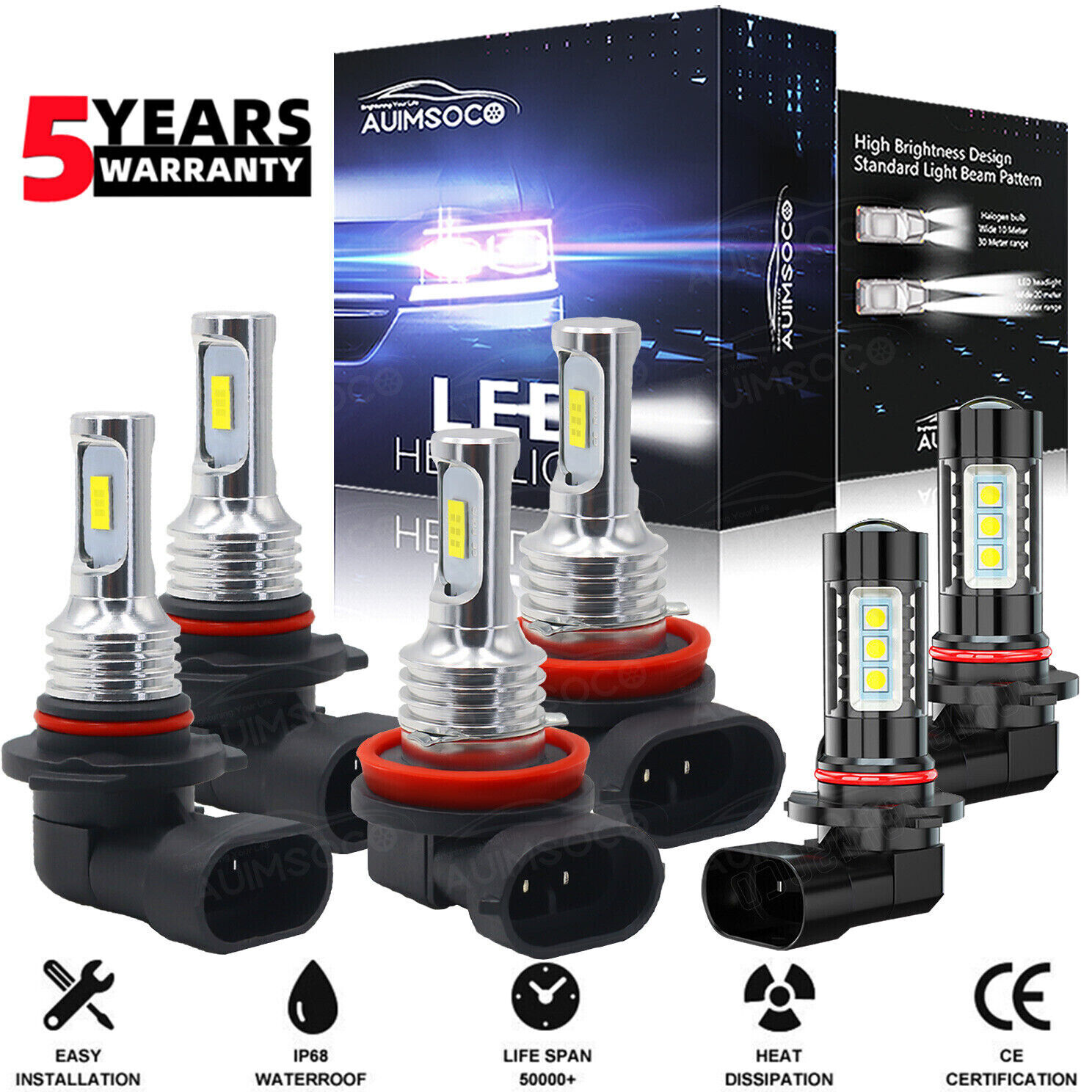 For Toyota Tundra 07 08 09-13 6X LED Headlight & Fog Light Bulbs Combo Kit 6000K