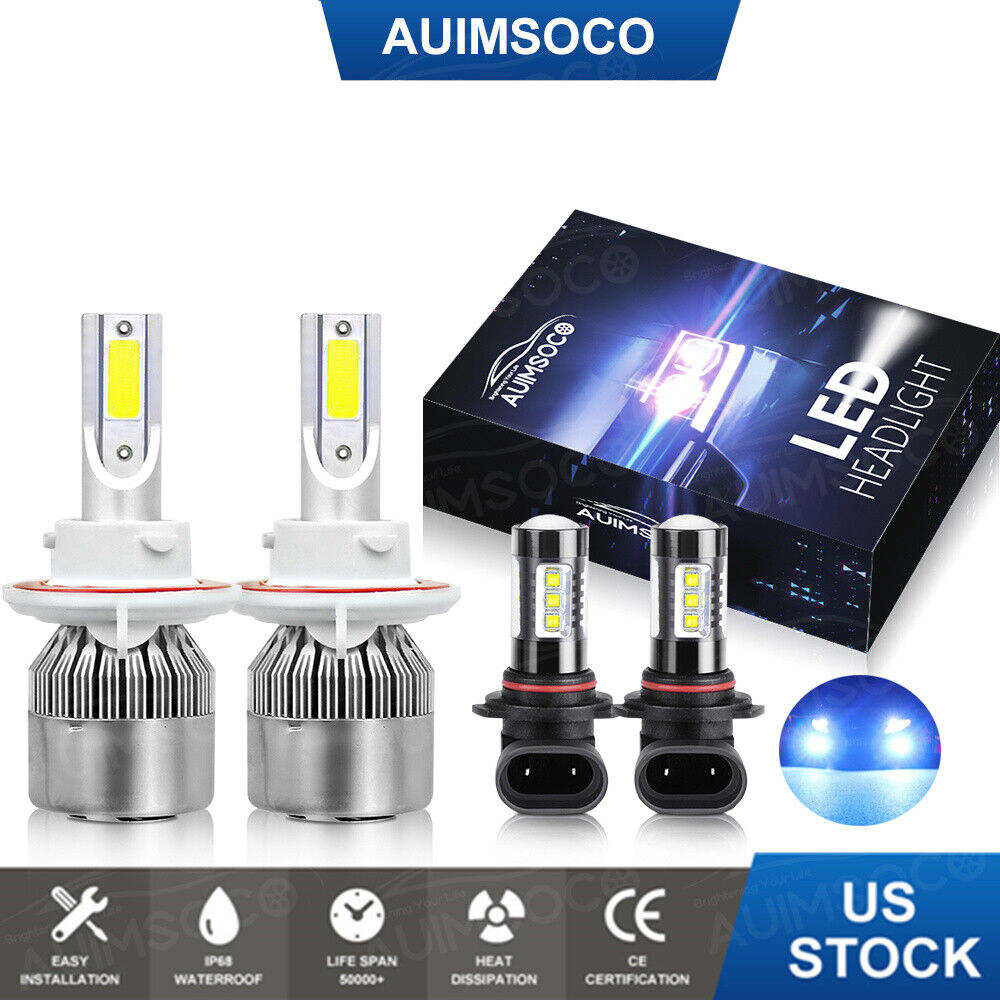 For Ford F150 2004—2014 Blue LED Headlight Hi/Lo + Fog Light 4 Bulbs Combo Kit