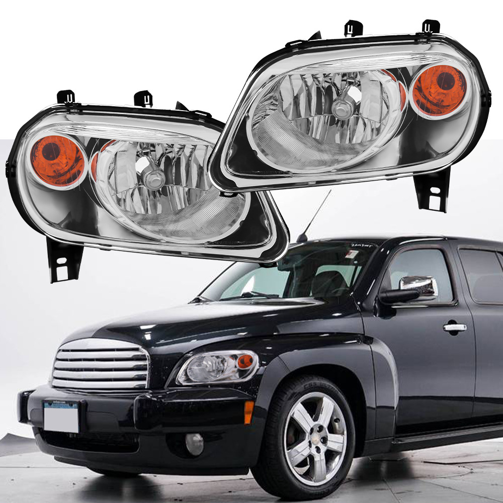 Pair Headlights Headlamps LH +RH For 2006-2011 Chevy HHR Chrome Housing 15827441