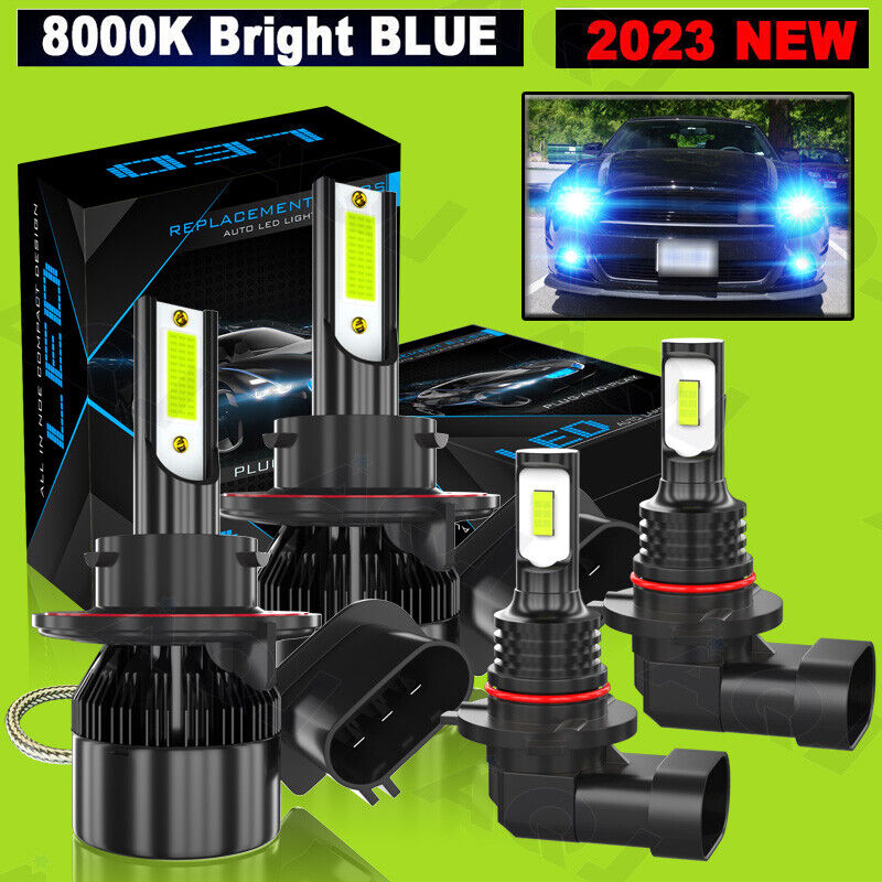 For Ford Mustang GT 2005-2012 LED Headlight Hi/Low+Fog Light Bulbs Kit Ice Blue