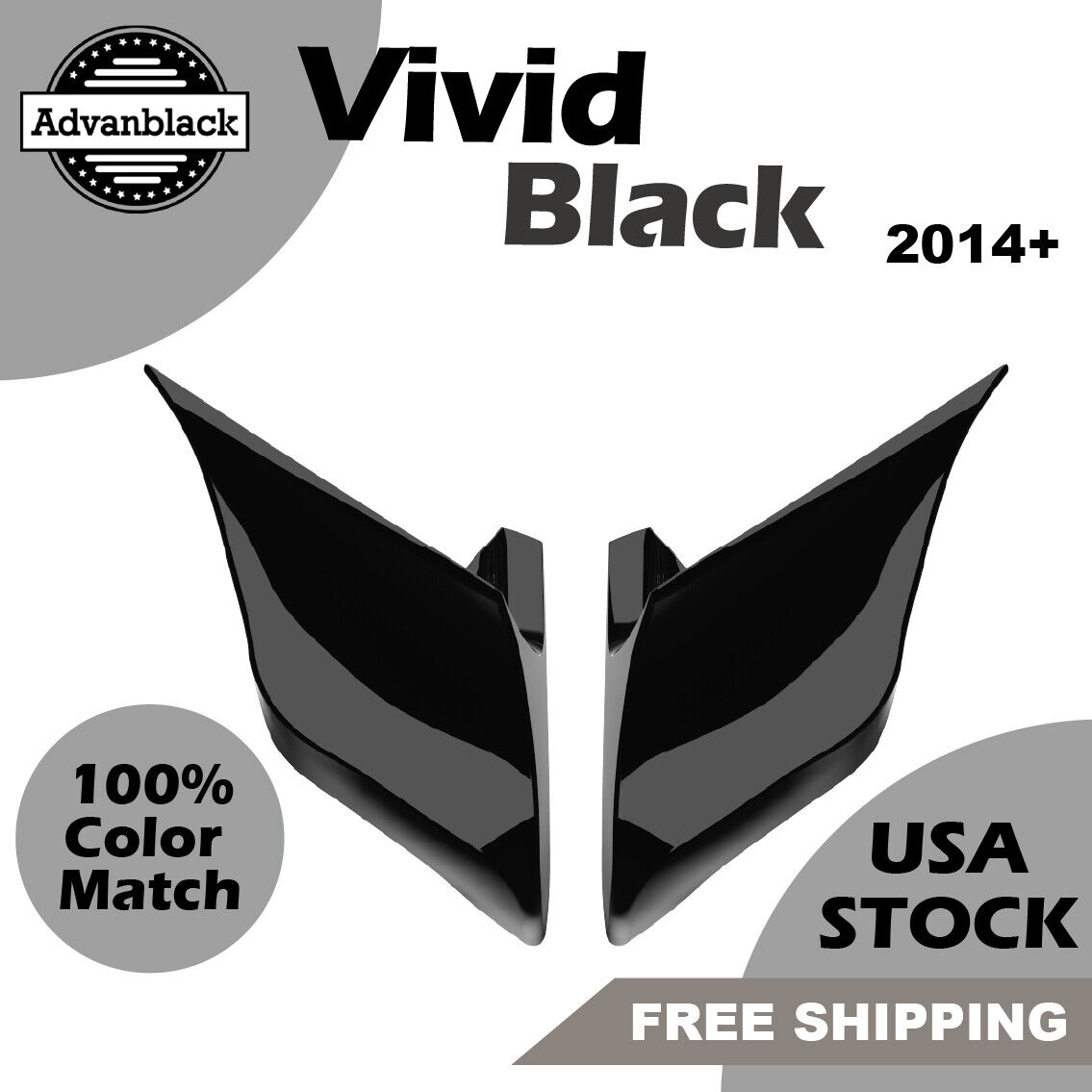 Advan Vivid Black Stretched Extended Side Cover Fits 2014+ Harley Davidson