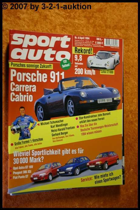 Sport Car 4/94 Porsche 911 Carrera Cabriolet Lotec C 1000