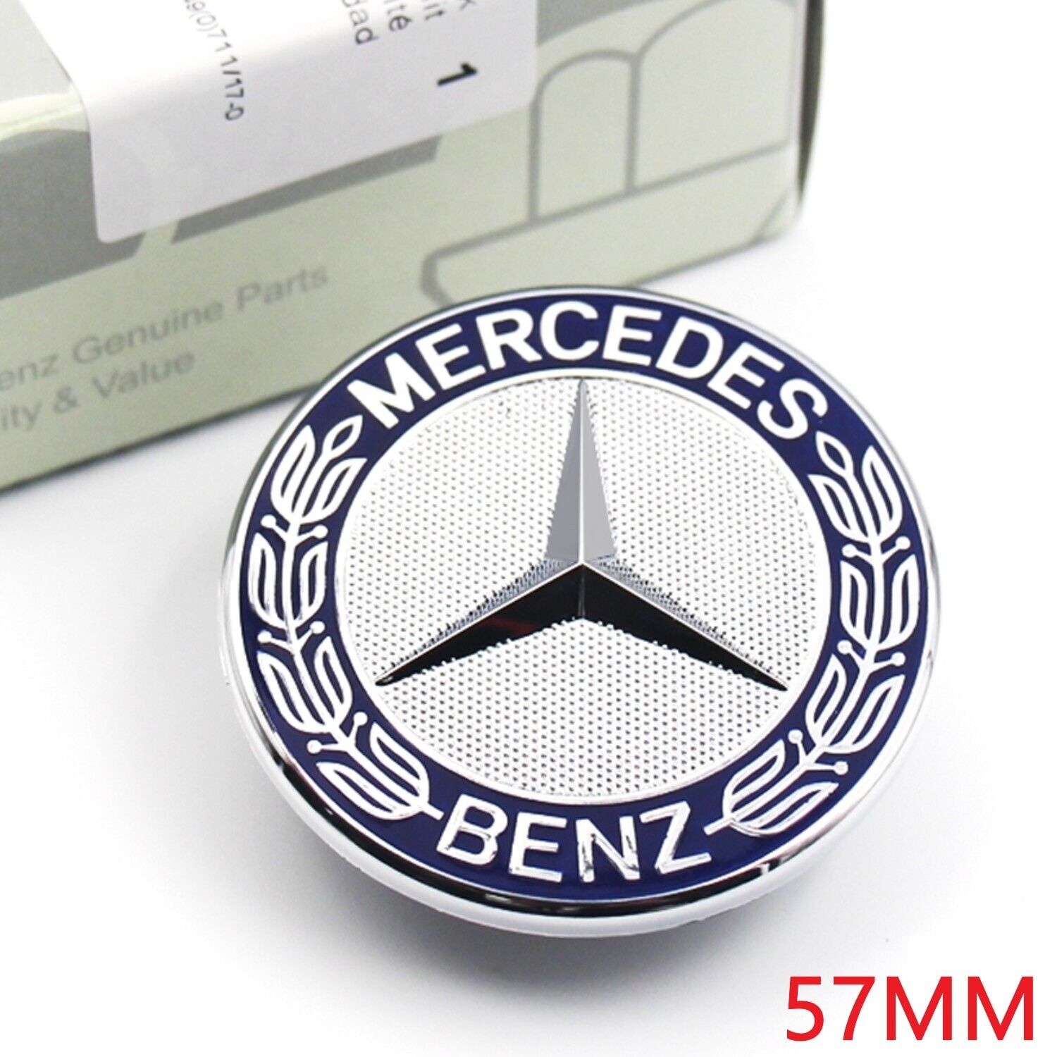 Blue For Mercedes Benz Flat Laurel Wreath Hood Emblem W204 W212 W210 W220 57MM