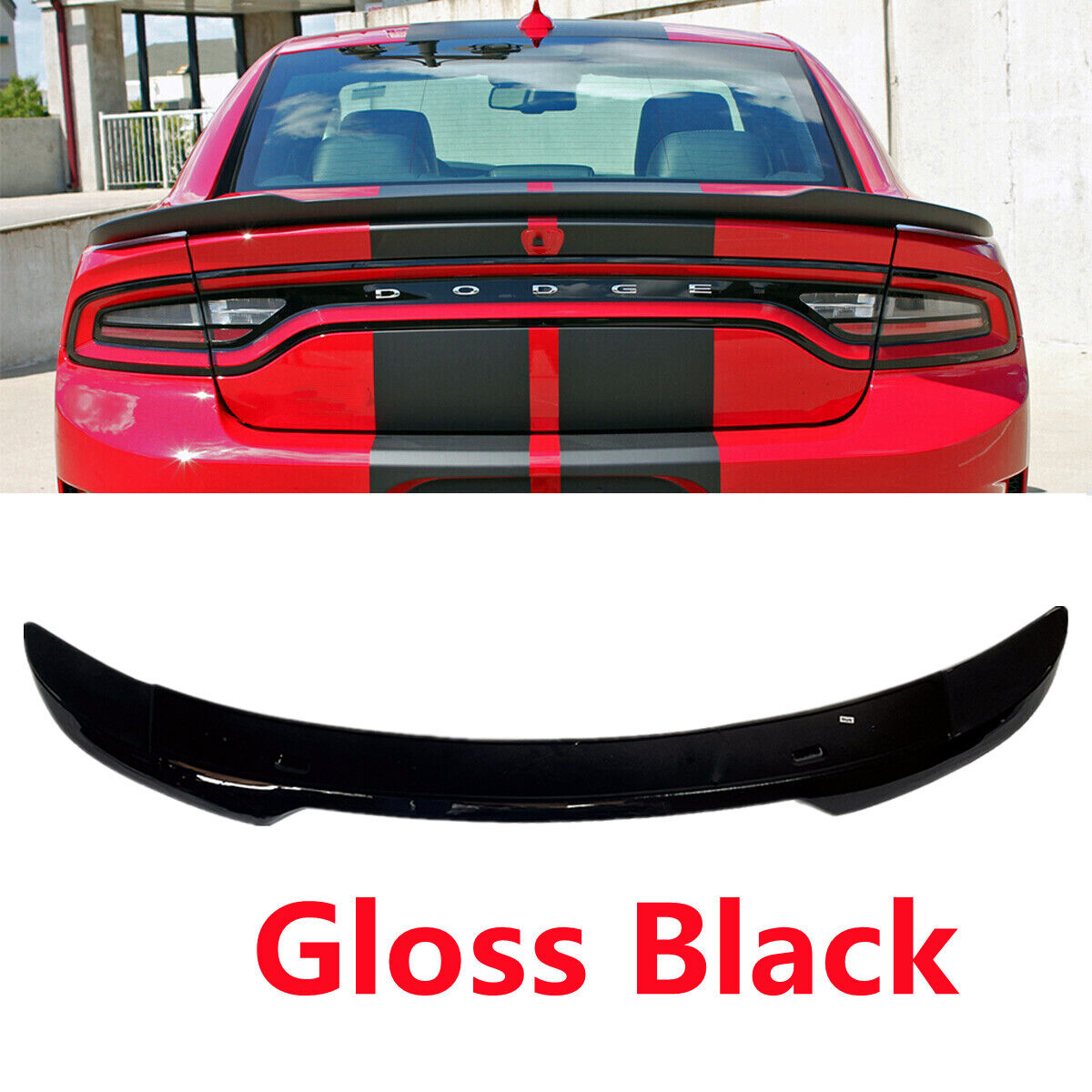 Glossy Black For 2011-18 Dodge Charger SRT Hellcat Style Rear Trunk Spoiler Wing
