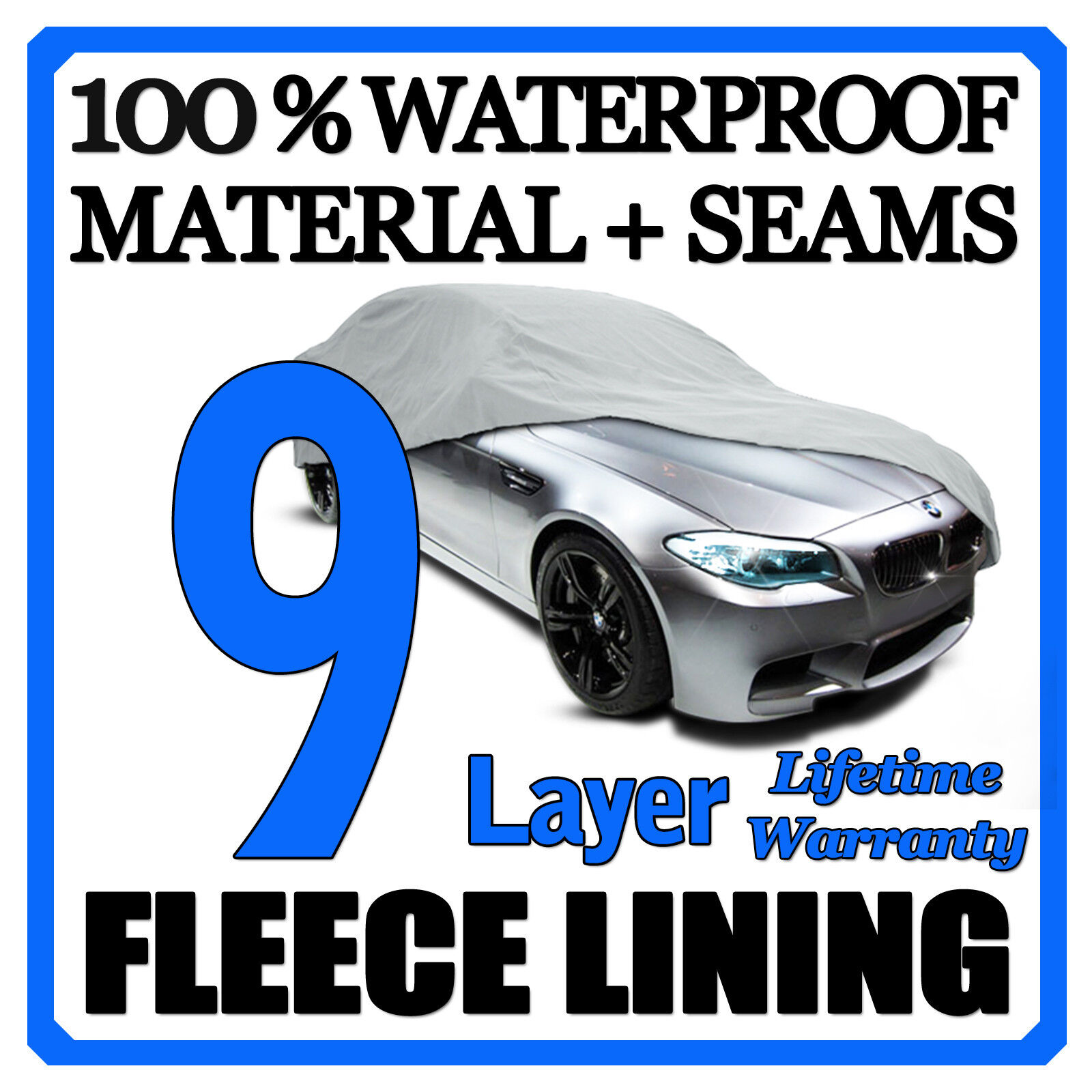 9 Layer Car Cover Breathable Waterproof Layers Outdoor Indoor Fleece Lining Fix