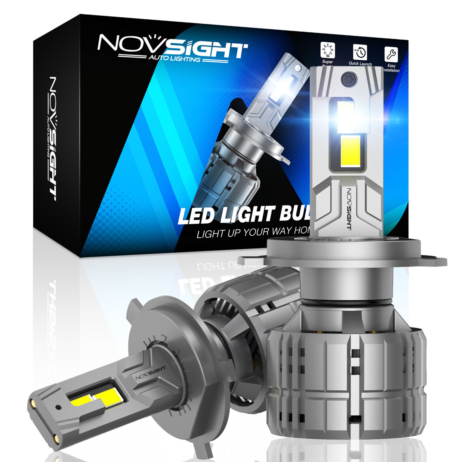 NOVSIGHT 200W 6500K LED Healight Bulbs High and Low Beam 40000LM 800% Brighter