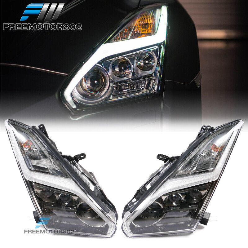Fits 09-22 Nissan R35 GTR LED DRL Headlights Upgrade 09-16 to 17+ Head Lamps