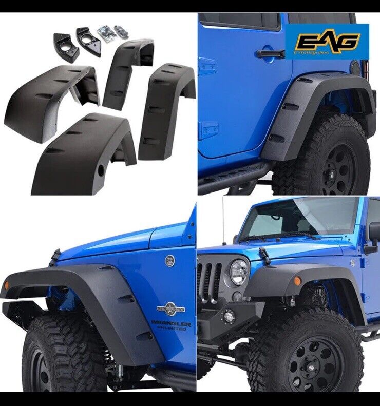 EAG Fits 07-18 Jeep Wrangler JK Fender Flares Pocket Rivet Style