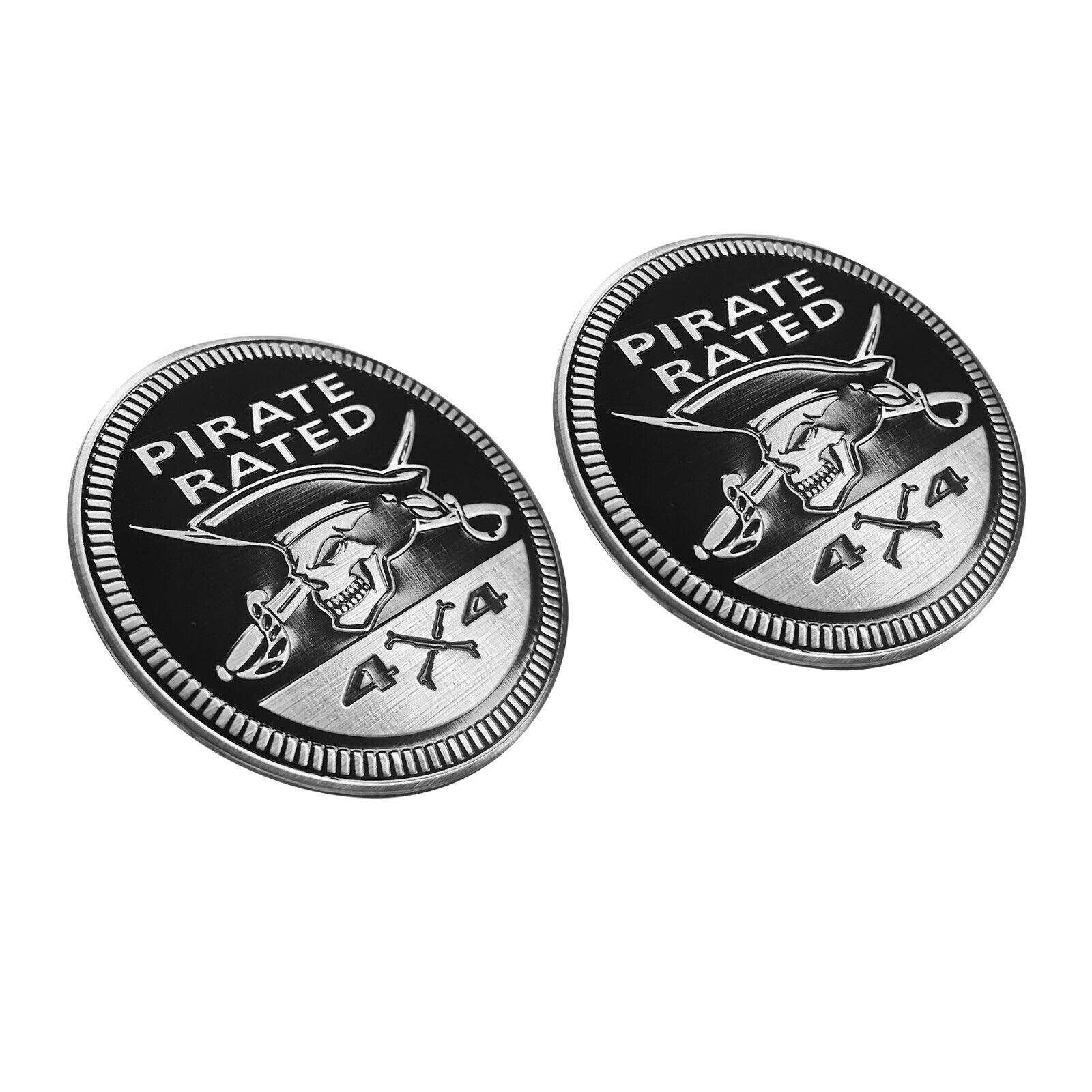 2PCS Pirate Rated 4x4 Fender Door Emblems Badges for WRANGLER Cherokee TJ JL JK