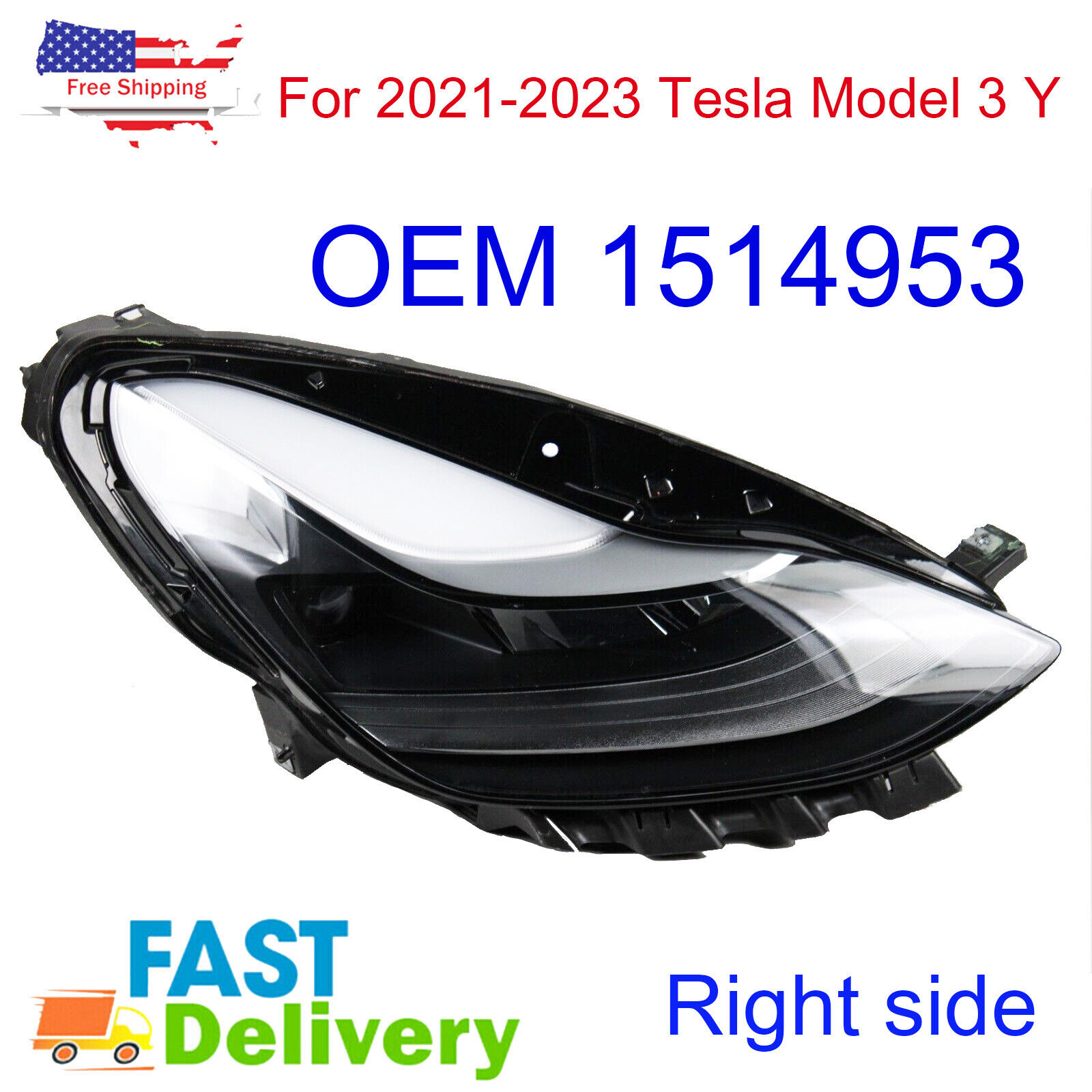For 2021-2023 Tesla Model 3/Y Right Passenger RH Side Headlight OEM New US Stock