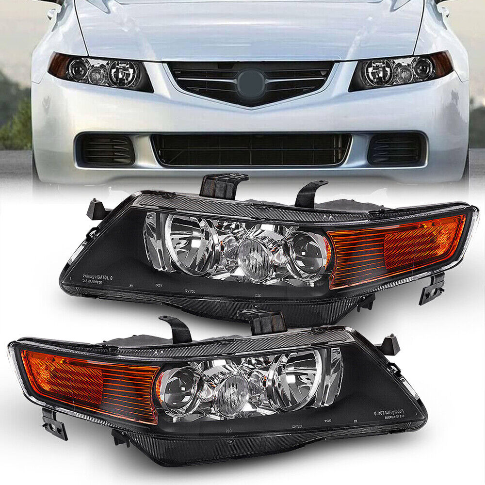 Black Fits 2004-2008 Acura TSX Projector Headlights Lamps Left+Right 04-05 Pair