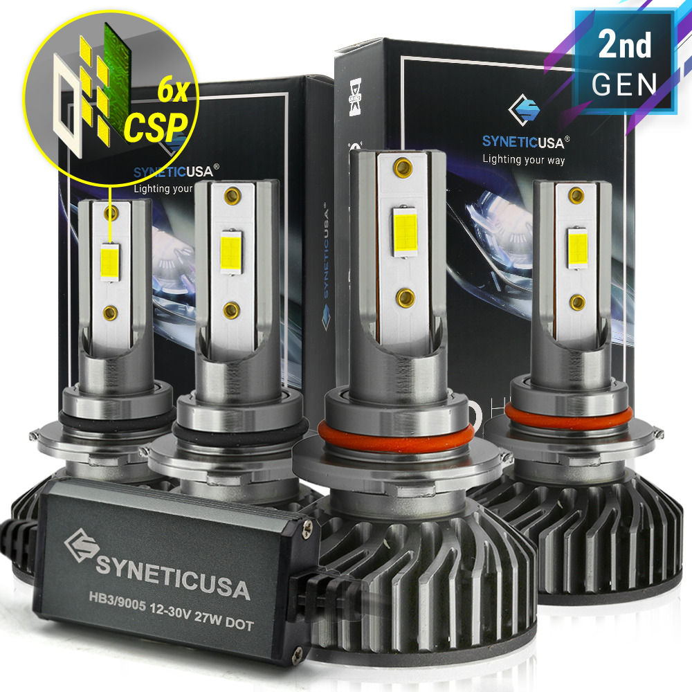 Syneticusa 9005 9006 Combo CSP LED Headlight Bulb Kit High Power 6000K White