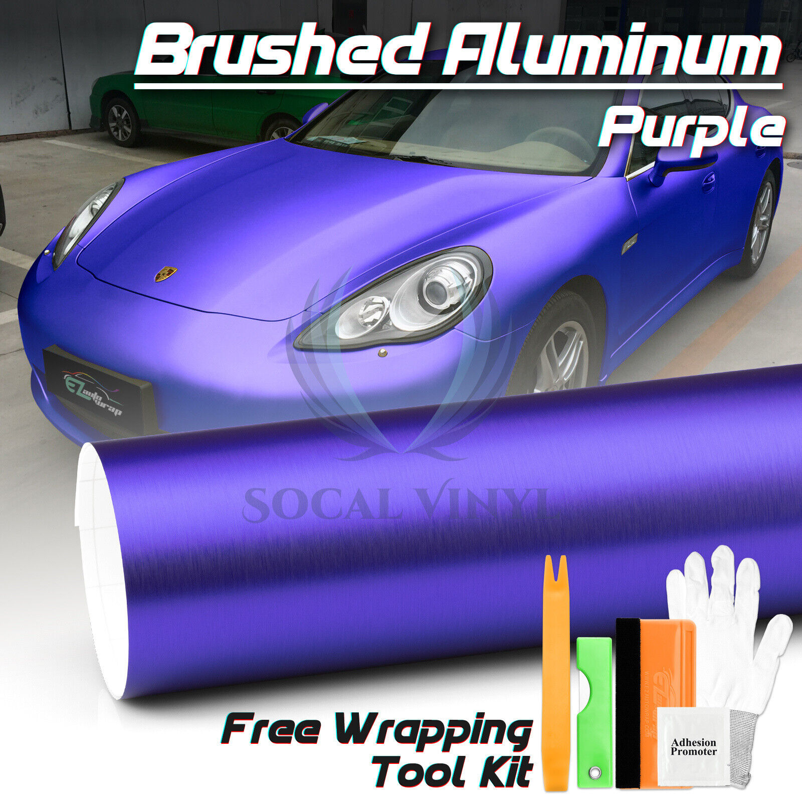 Premium Brushed Aluminum Royal Purple Steel Vinyl Wrap Sticker Film Air Release