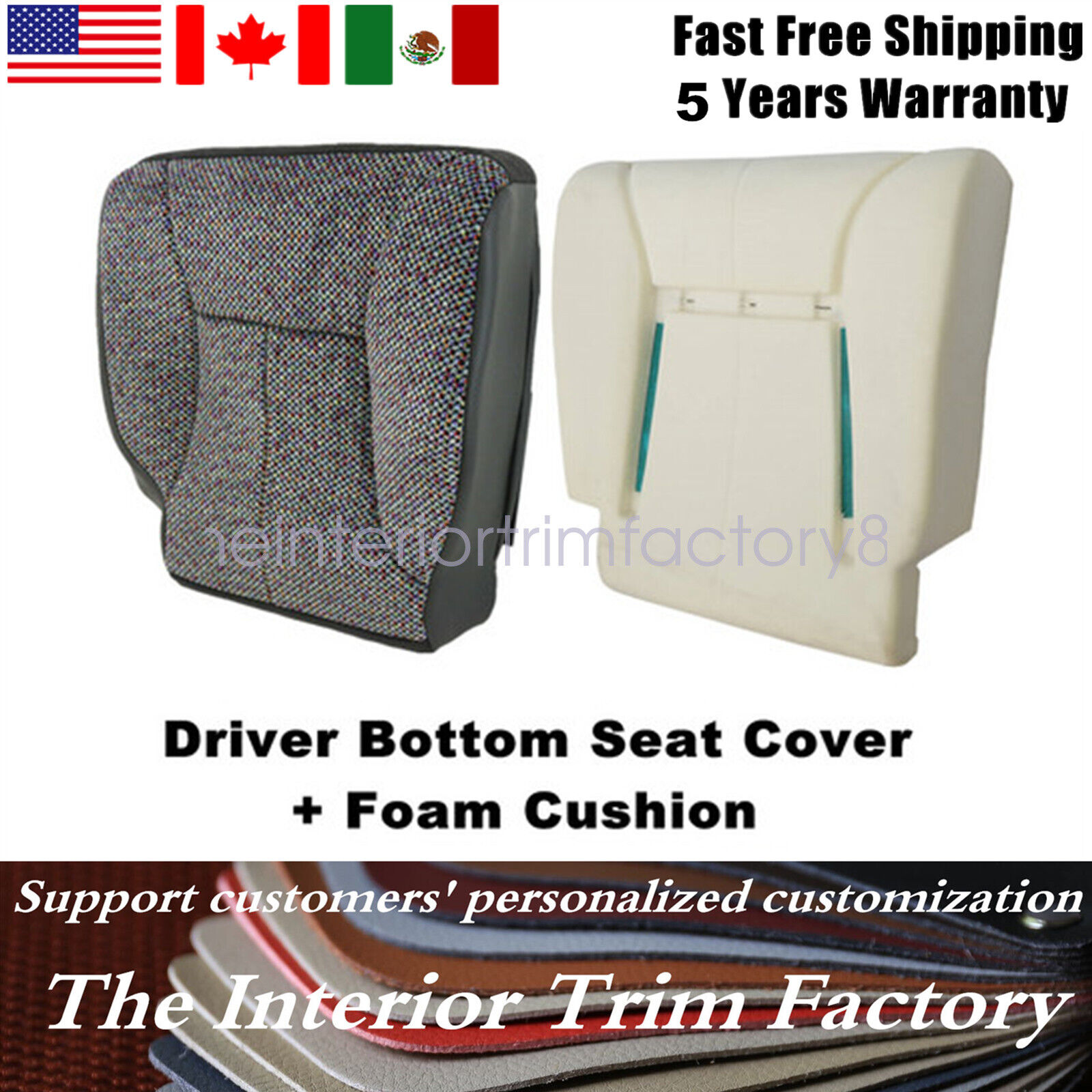 For 1998-2002 Dodge Ram 1500 2500 Driver Bottom Cloth Seat Cover & Foam Cushion