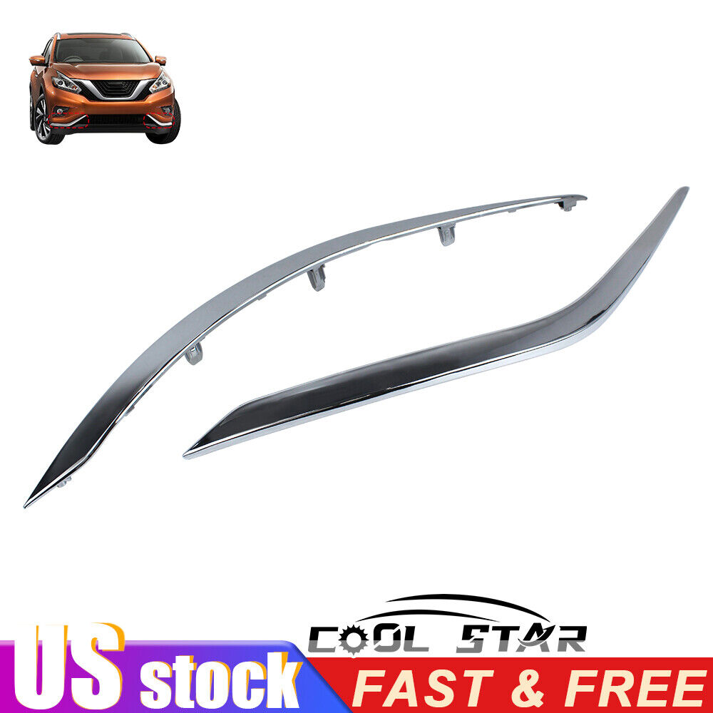 Fit for 2015-18 Nissan Murano Bumper Trim Set Front Left and Right Lower Chrome