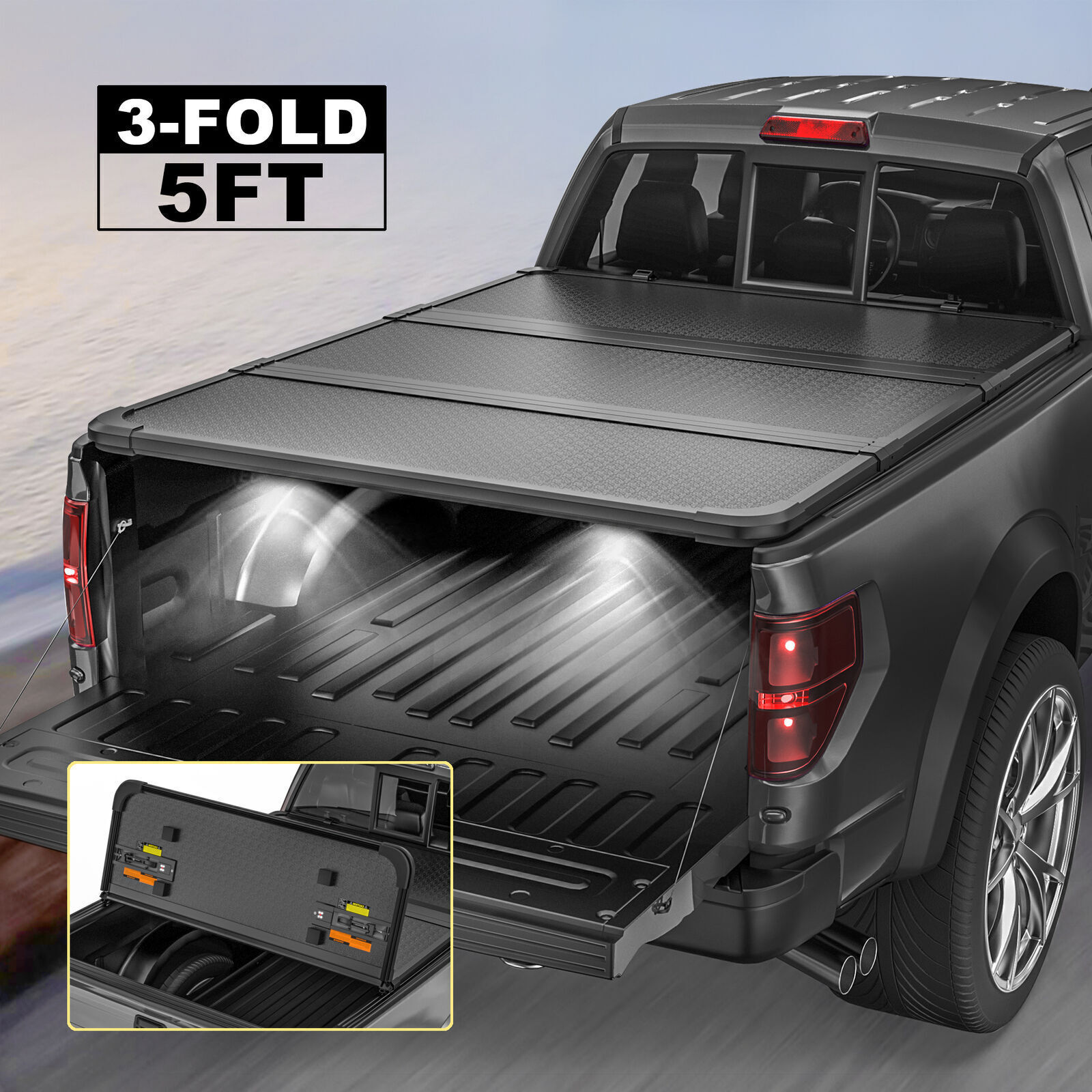 FOR 2015-23 Chevy Colorado GMC Canyon Hard Tonneau Cover Short Bed Tri-Fold 5FT