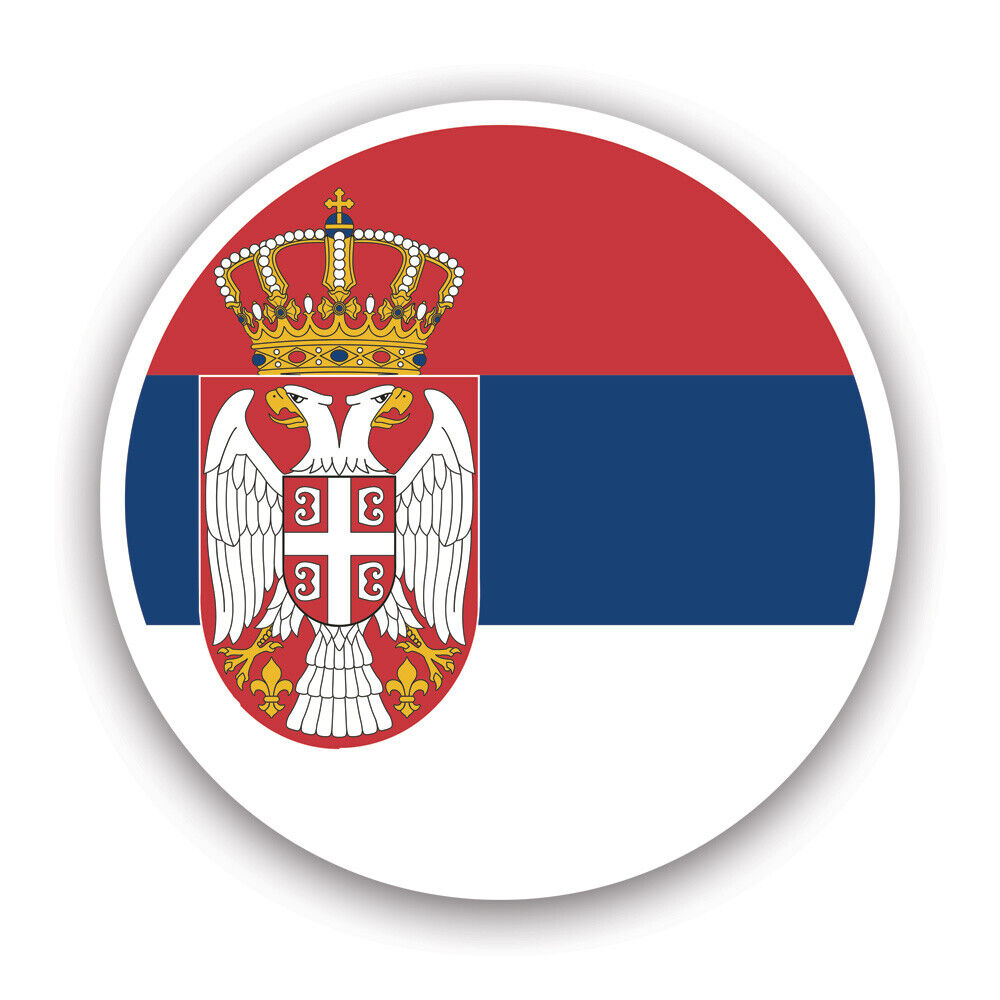 Round Serbian Flag Sticker Decal - Weatherproof - serbia srb rs circle