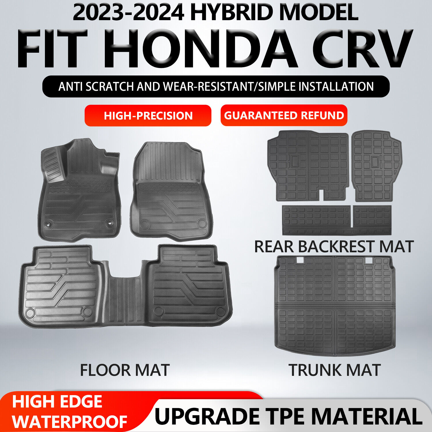For 2023-2024 Honda CRV Cargo Liners Anti-Slip Trunk Mat Floor Mats Hybrid Model