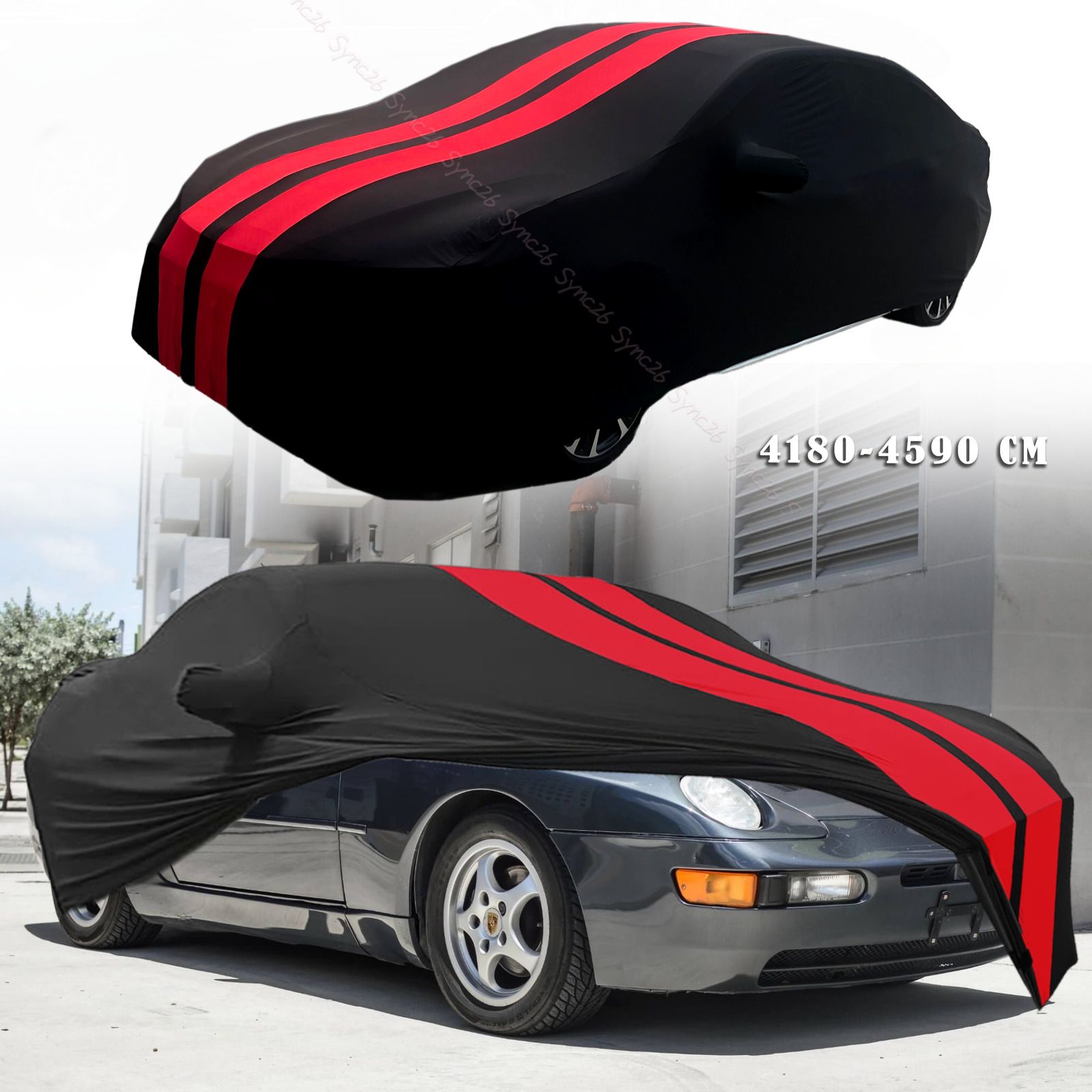 For Porsche 968 992 Red/Black Full Car Cover Satin Stretch Indoor Dust Proof A+