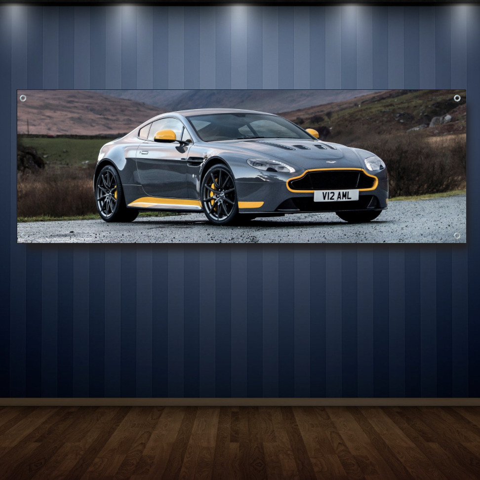 Aston Martin 1' X 3' Garage Banner, 13oz Vinyl -  Vantage GT8  NEW