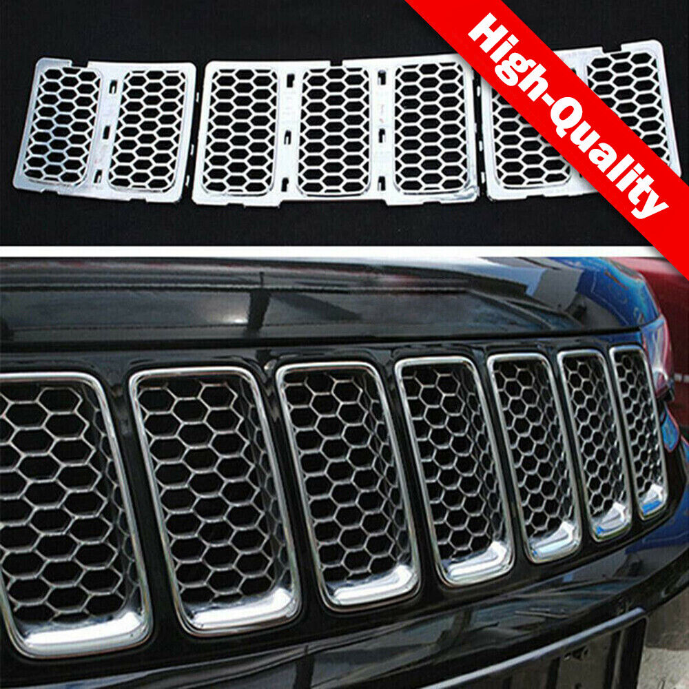 Chrome Front Mesh Grille Honeycomb Insert trim For Jeep Grand Cherokee 2014-2016