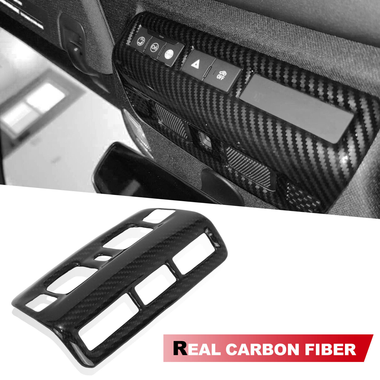 Black Roof Reading Light Cover REAL HARD Carbon Fiber For Corvette C8 2020-2024